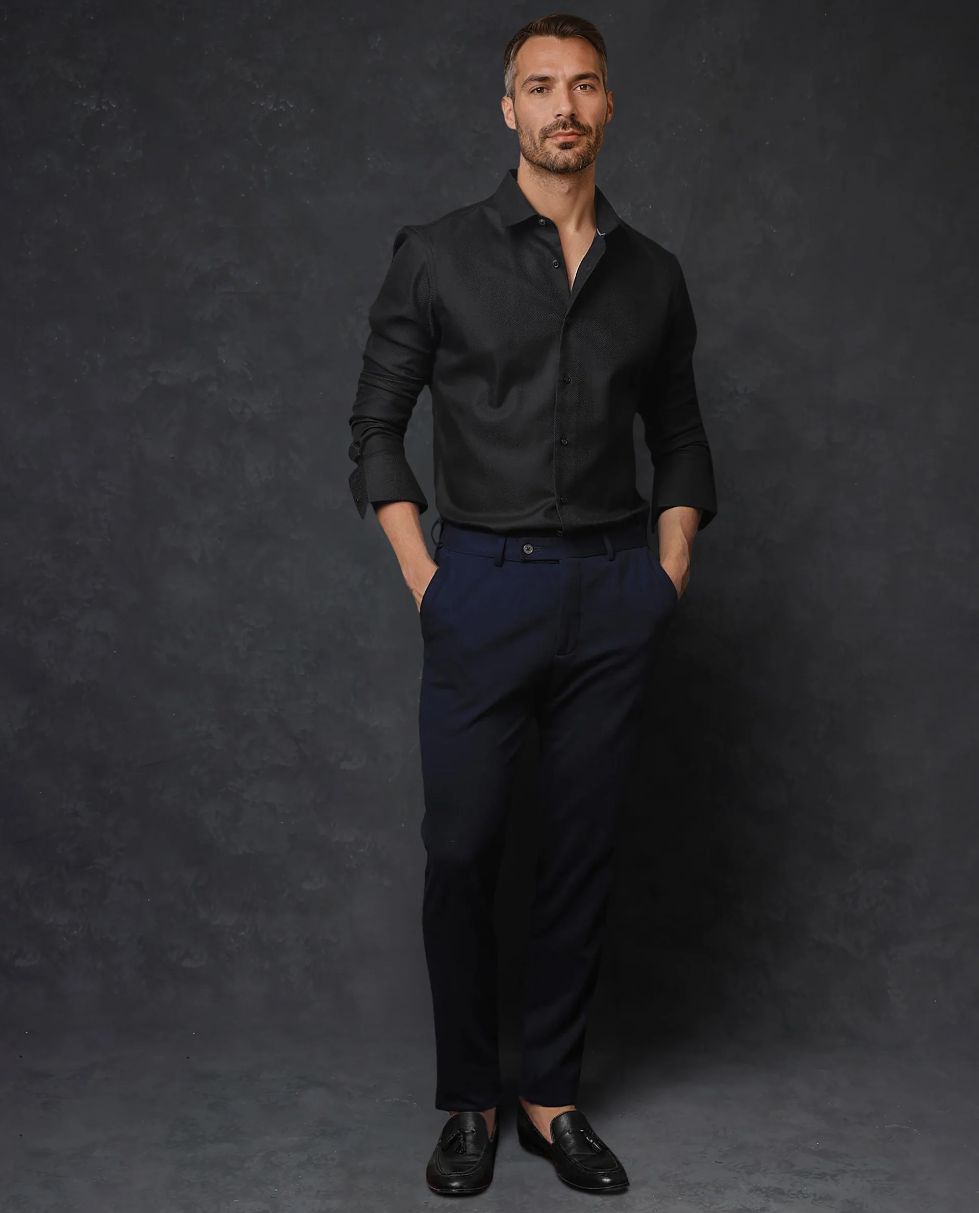 Rare Rabbit Men's Cosa Black Plain Regular Fit Full Sleeve Collared Shirt - Image 8