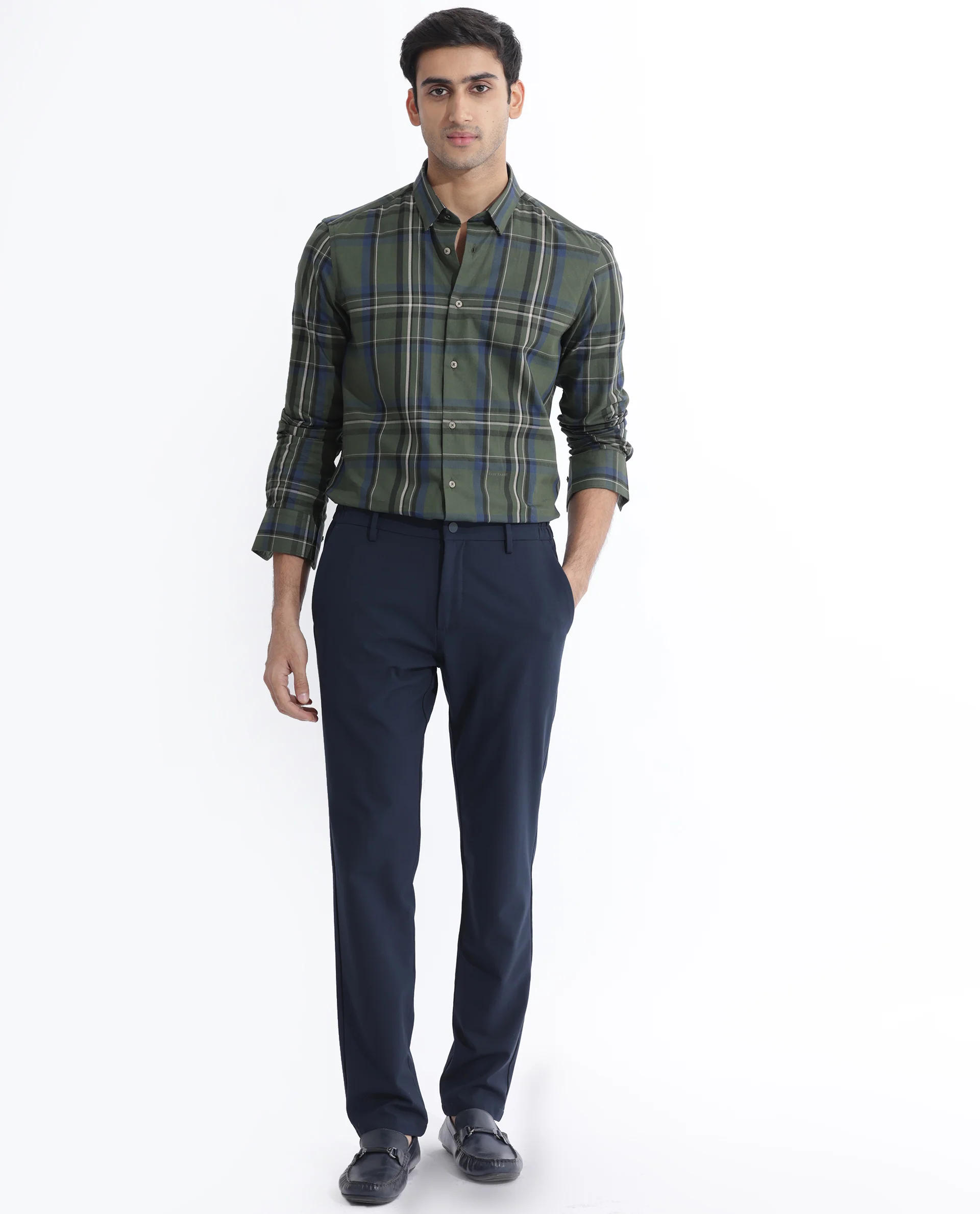 Rare Rabbit Men's Cosen Dark Green Cotton Checked Print Regular Fit Full Sleeve Collared Shirt - Image 2