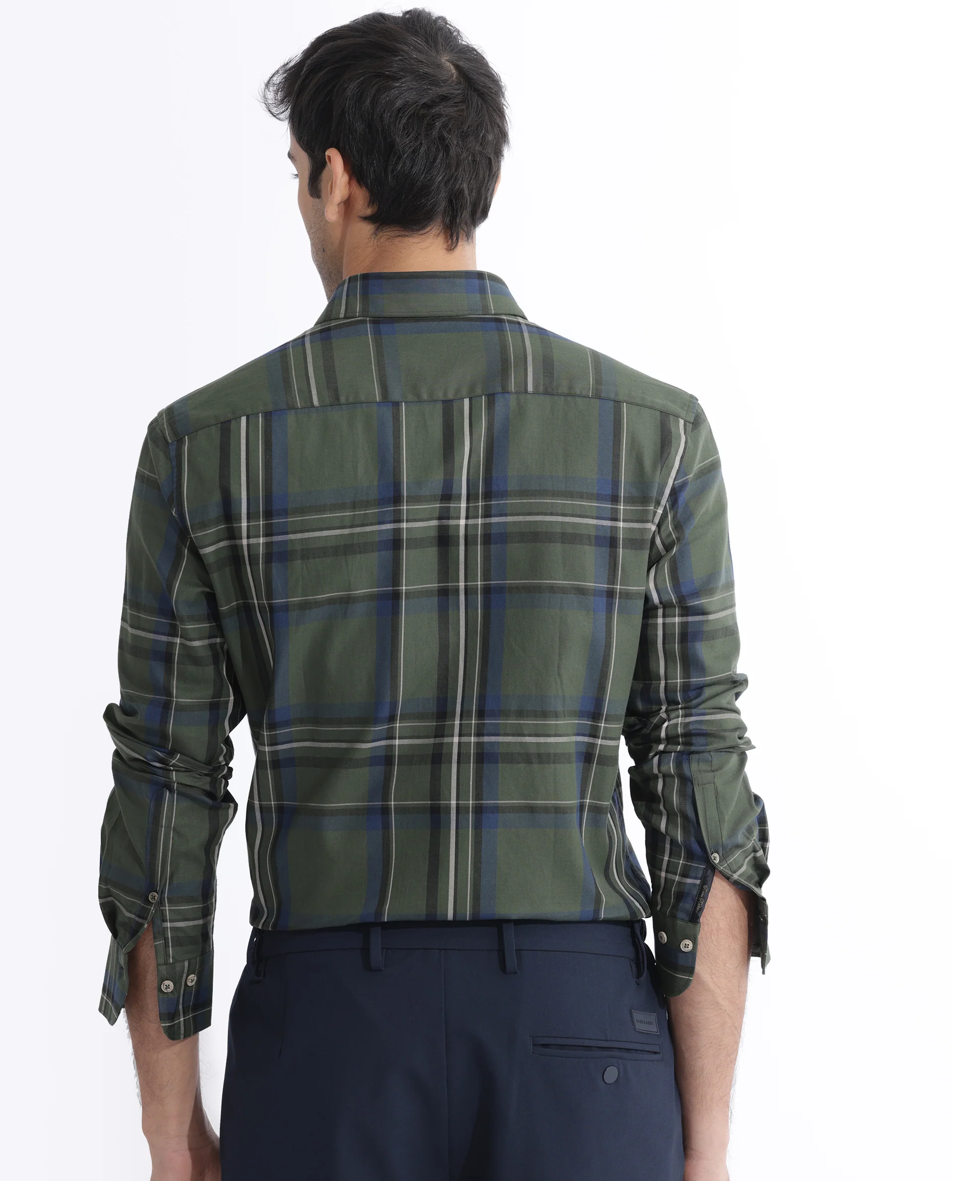 Rare Rabbit Men's Cosen Dark Green Cotton Checked Print Regular Fit Full Sleeve Collared Shirt - Image 6