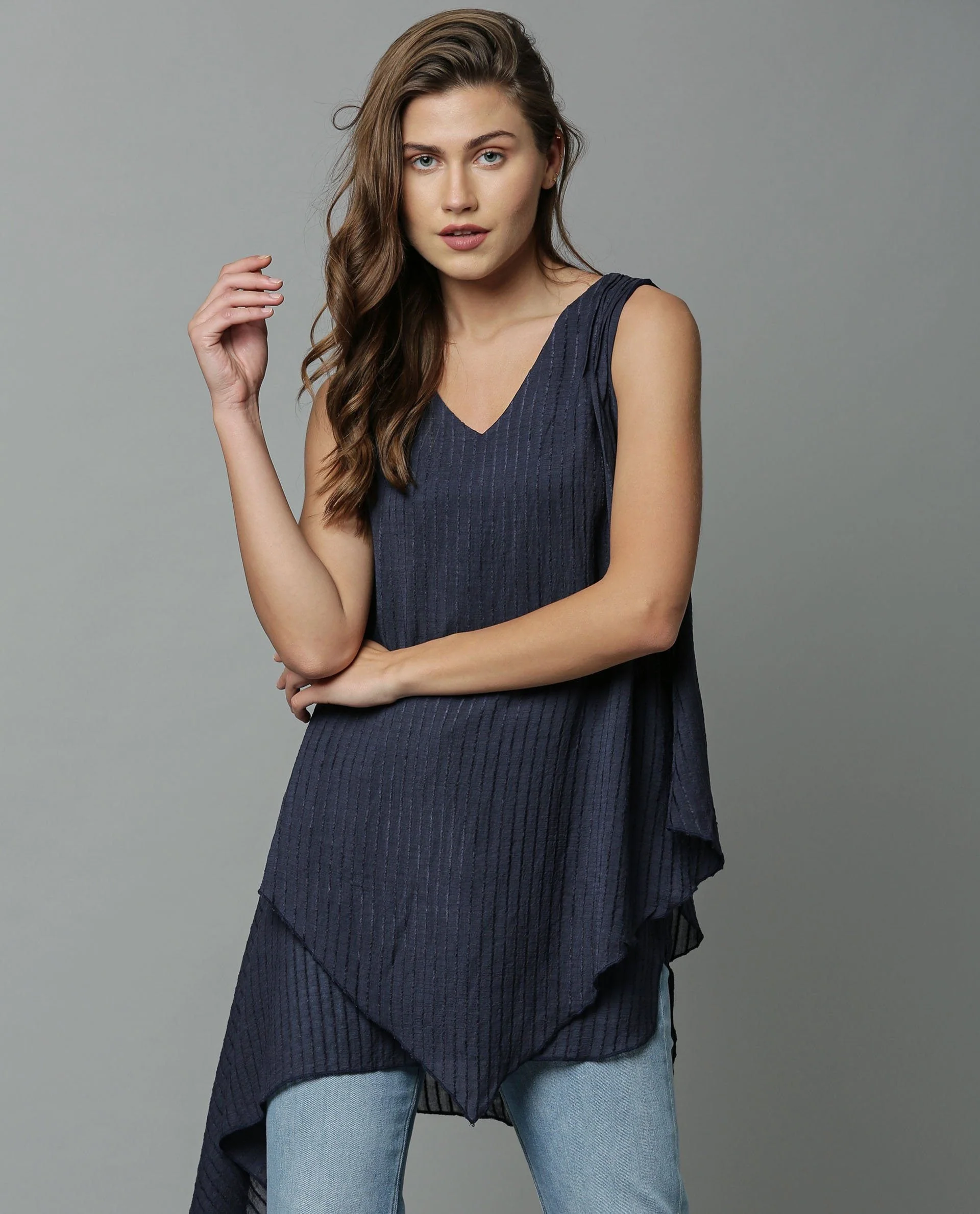 Rareism Women Cosmo Navy Top Sleeveless