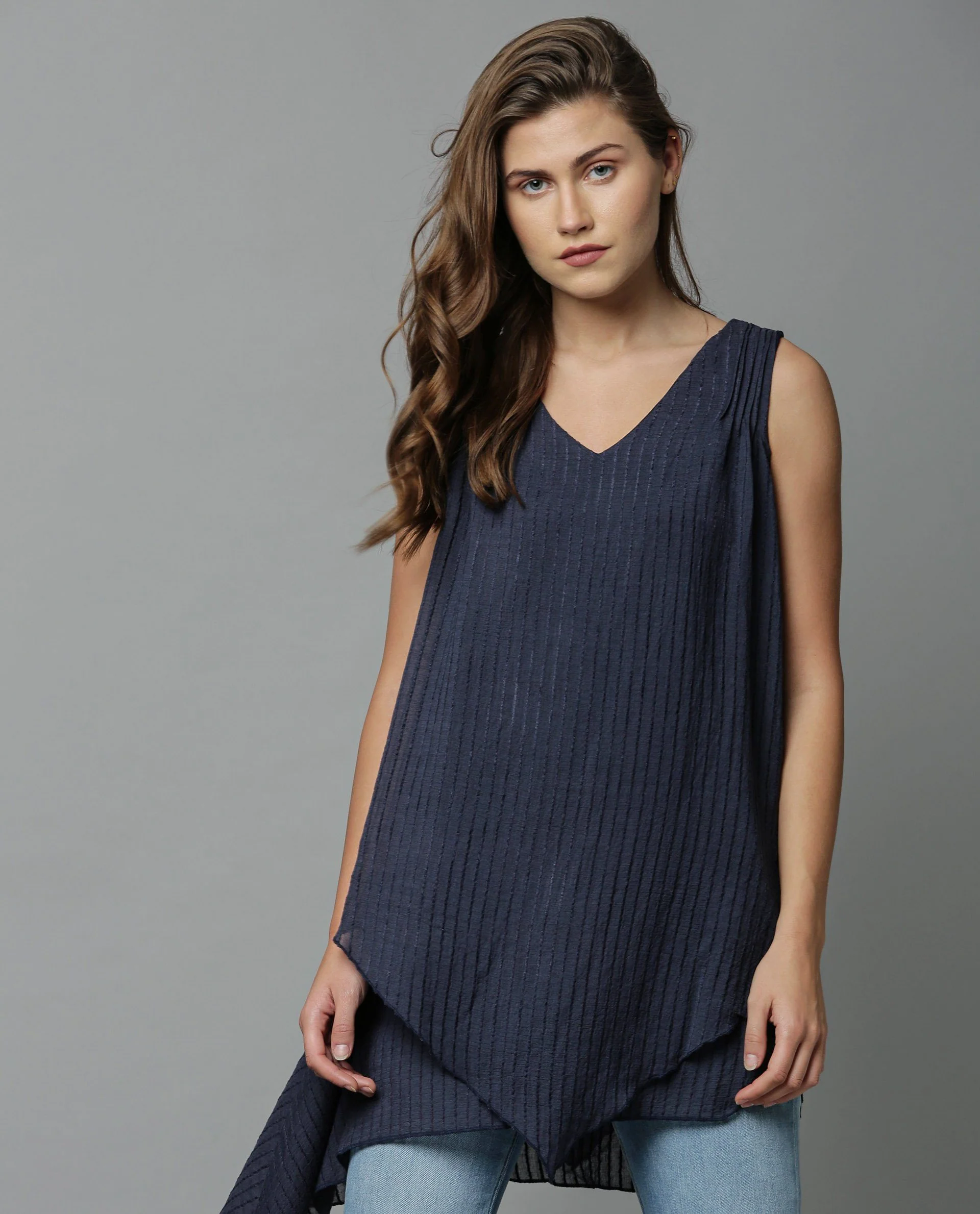 Rareism Women Cosmo Navy Top Sleeveless - Image 4
