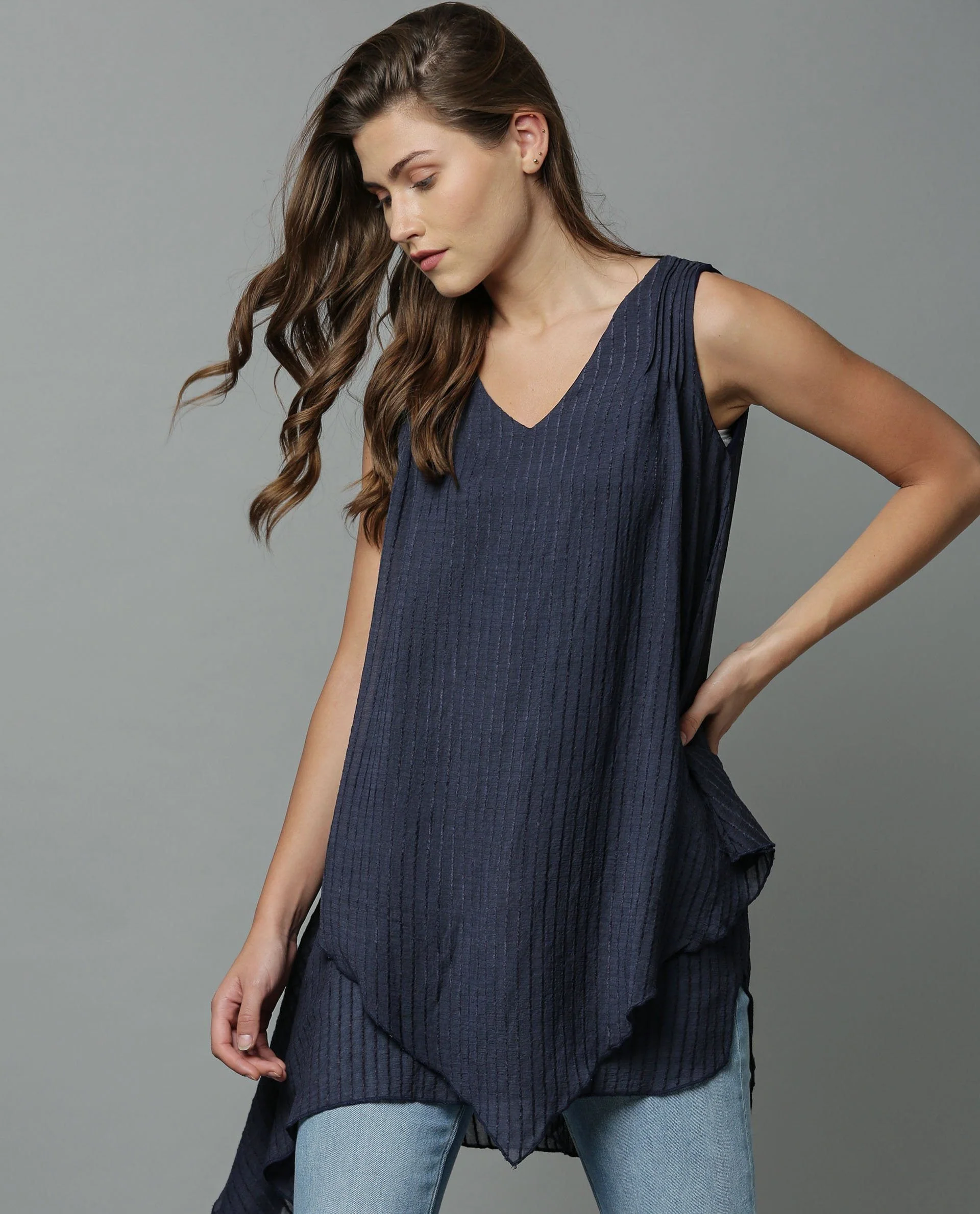 Rareism Women Cosmo Navy Top Sleeveless - Image 5