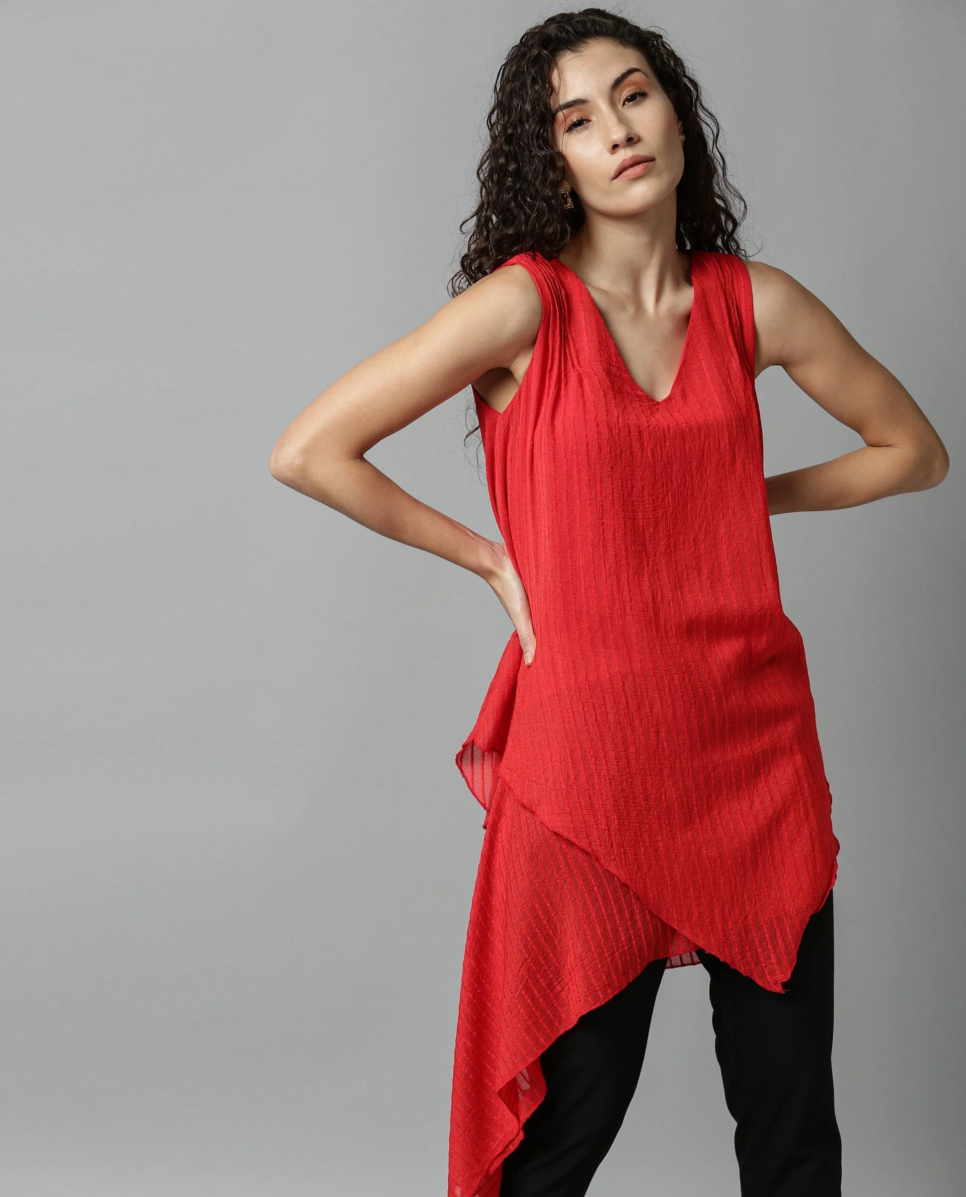 Rareism Women Cosmo Red Top Sleeveless - Image 3