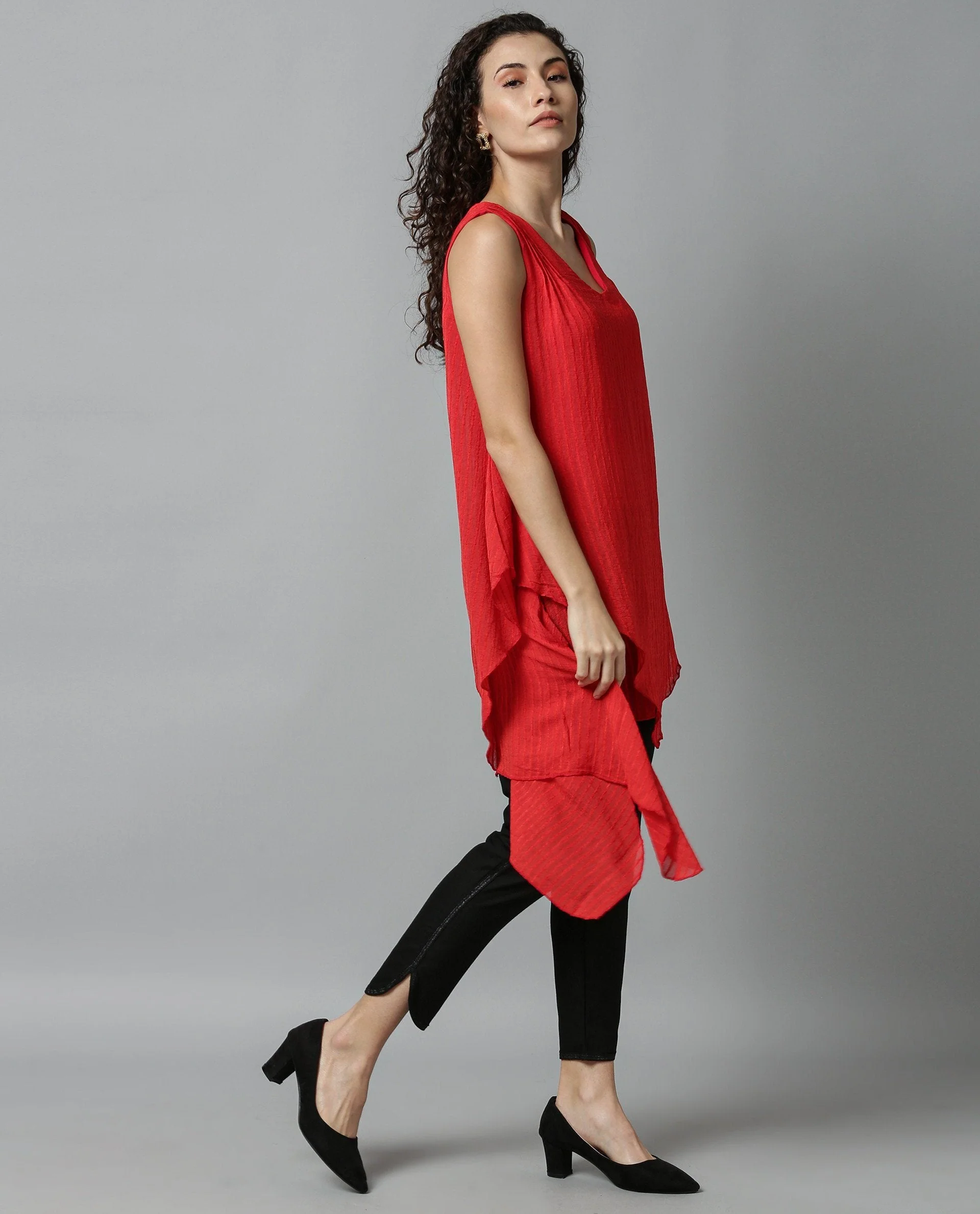 Rareism Women Cosmo Red Top Sleeveless - Image 4