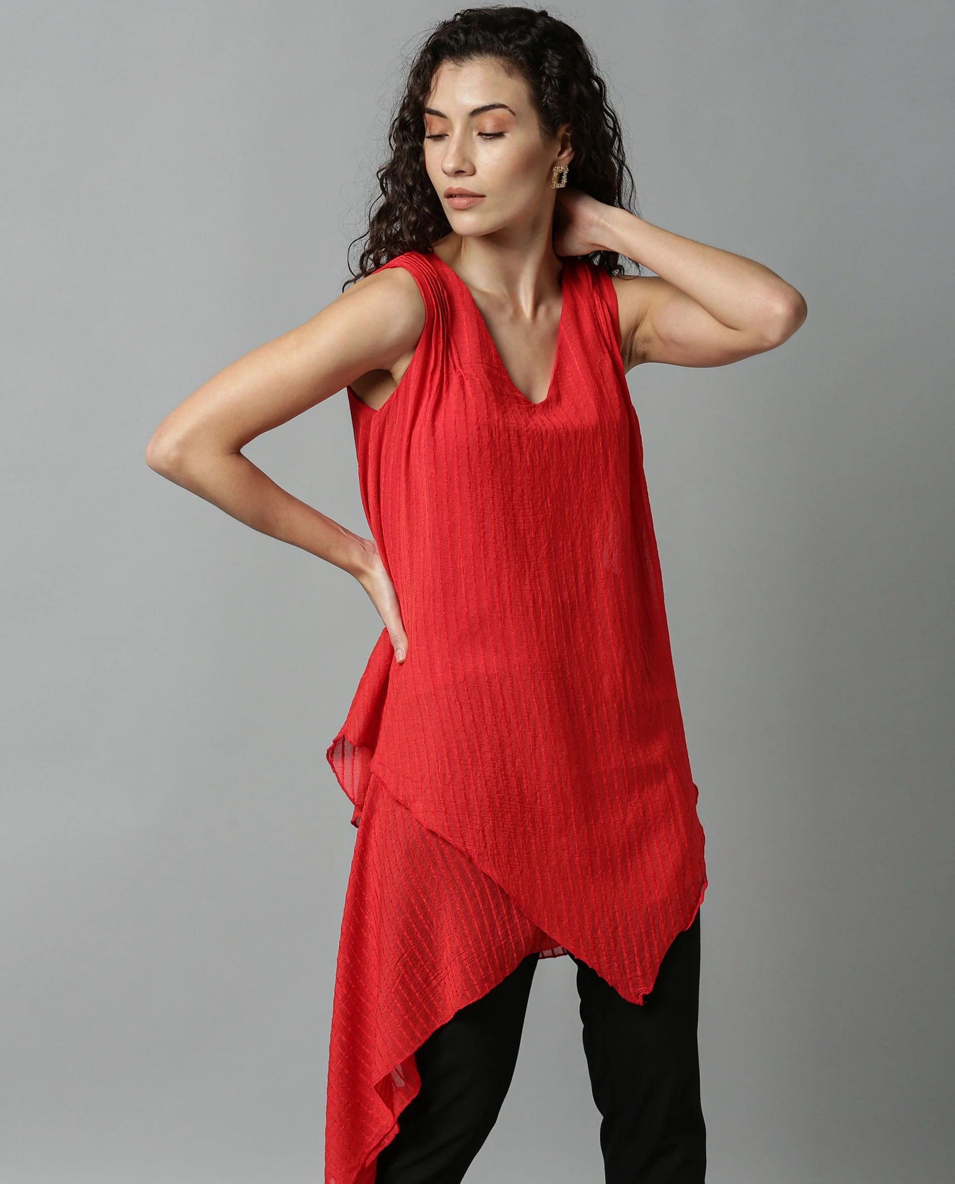 Rareism Women Cosmo Red Top Sleeveless - Image 6
