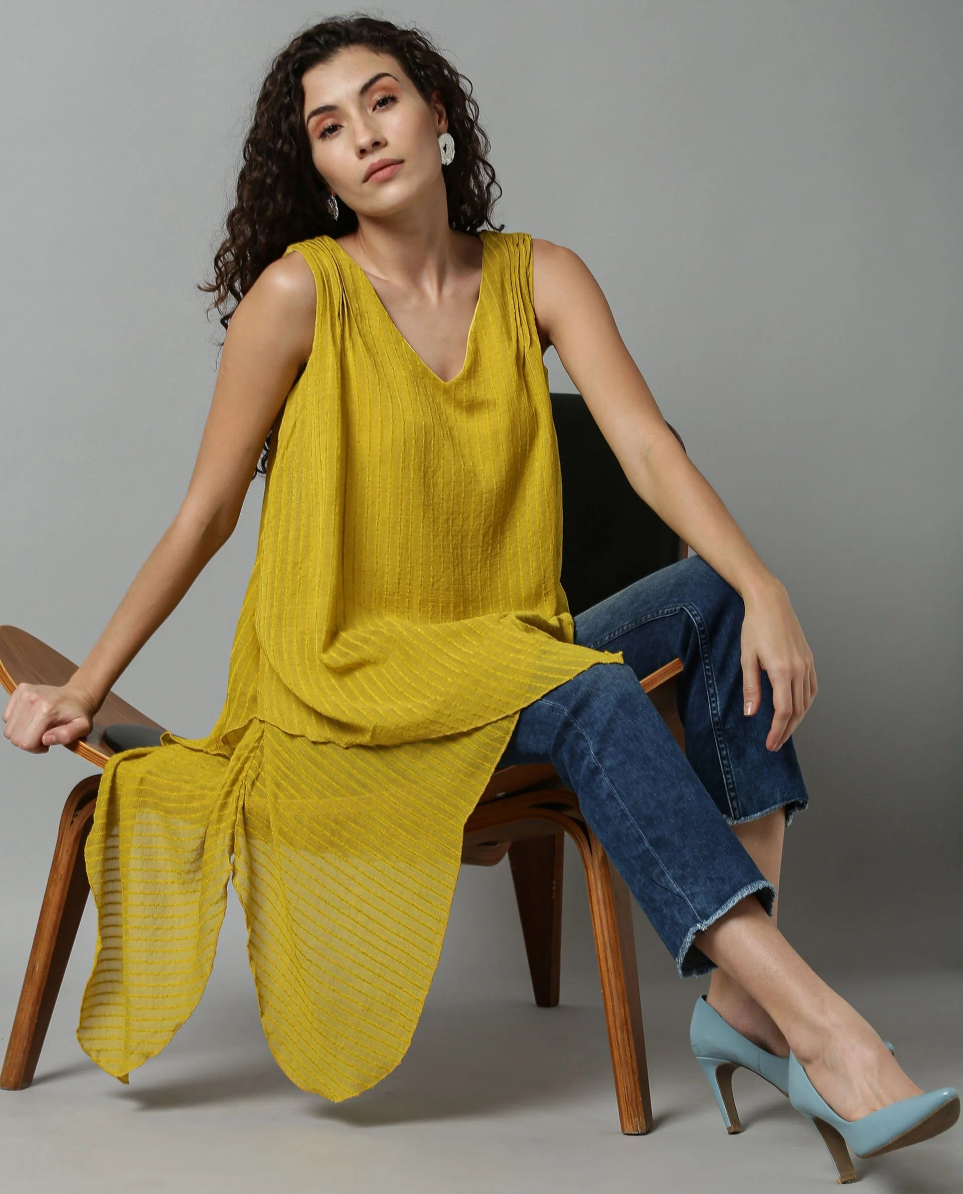 Rareism Women Cosmo Yellow Top Sleeveless - Image 2
