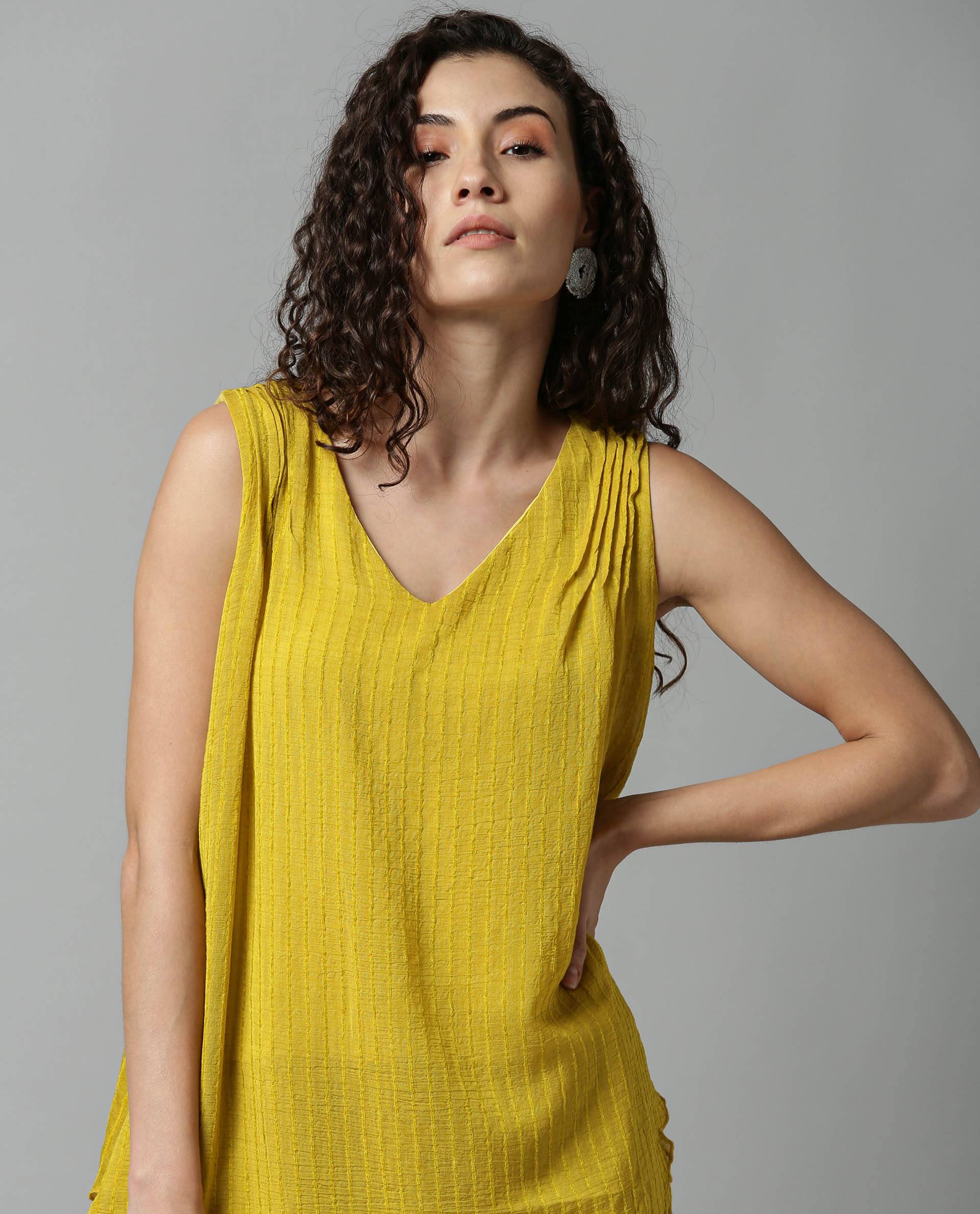 Rareism Women Cosmo Yellow Top Sleeveless - Image 3