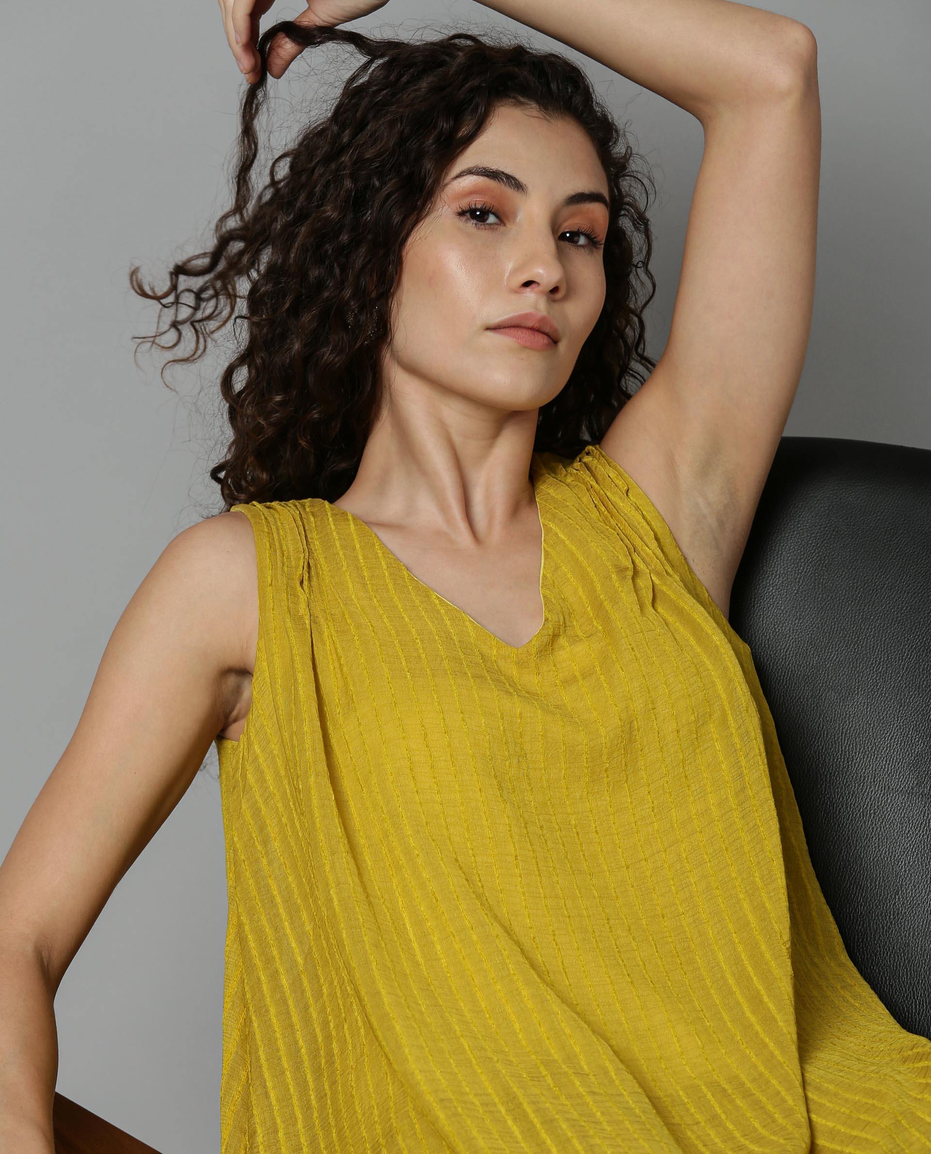 Rareism Women Cosmo Yellow Top Sleeveless - Image 6