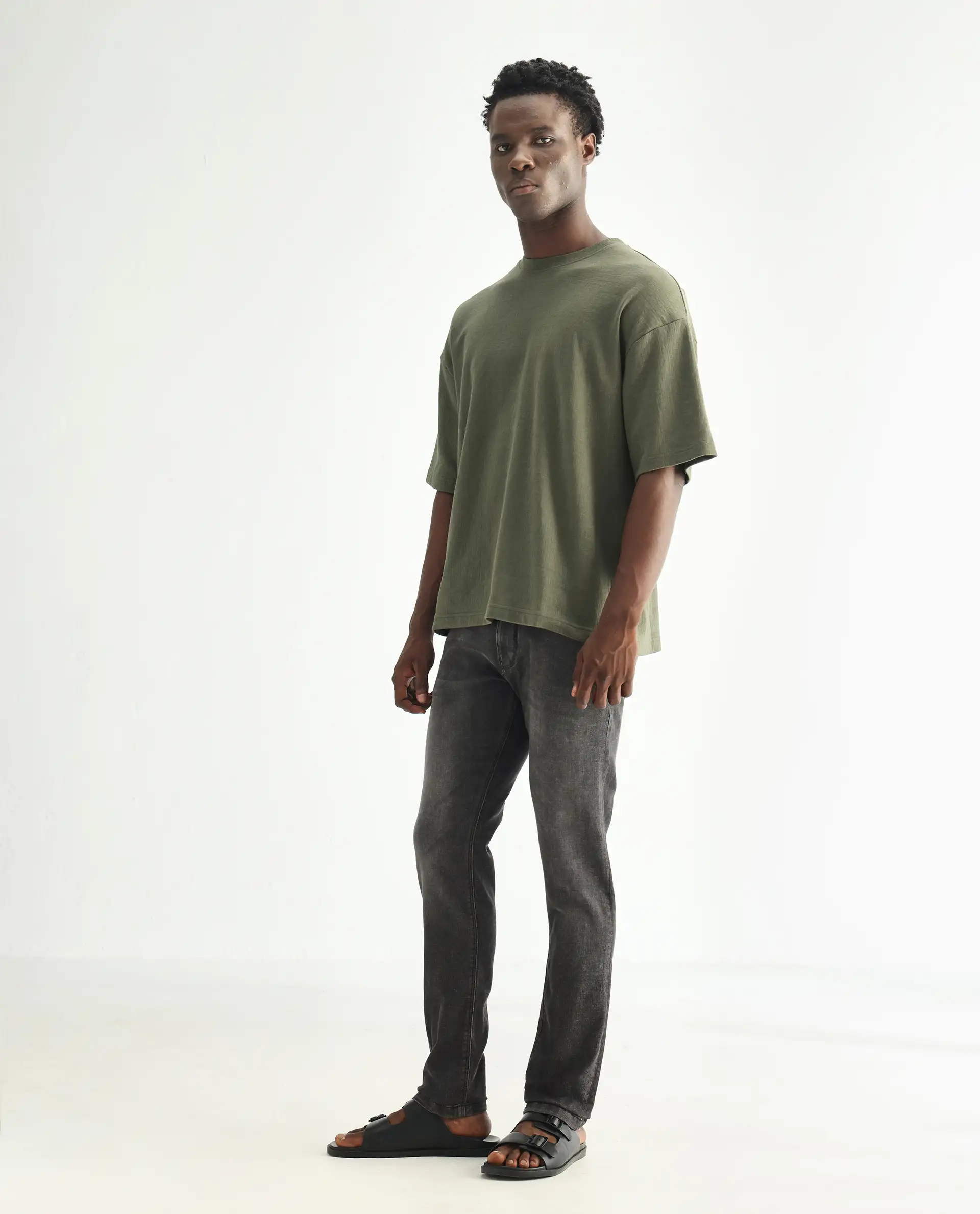 Rare Rabbit Men's Cosmog Black Cotton Plain Hawk Slim Fit Jeans - Image 6