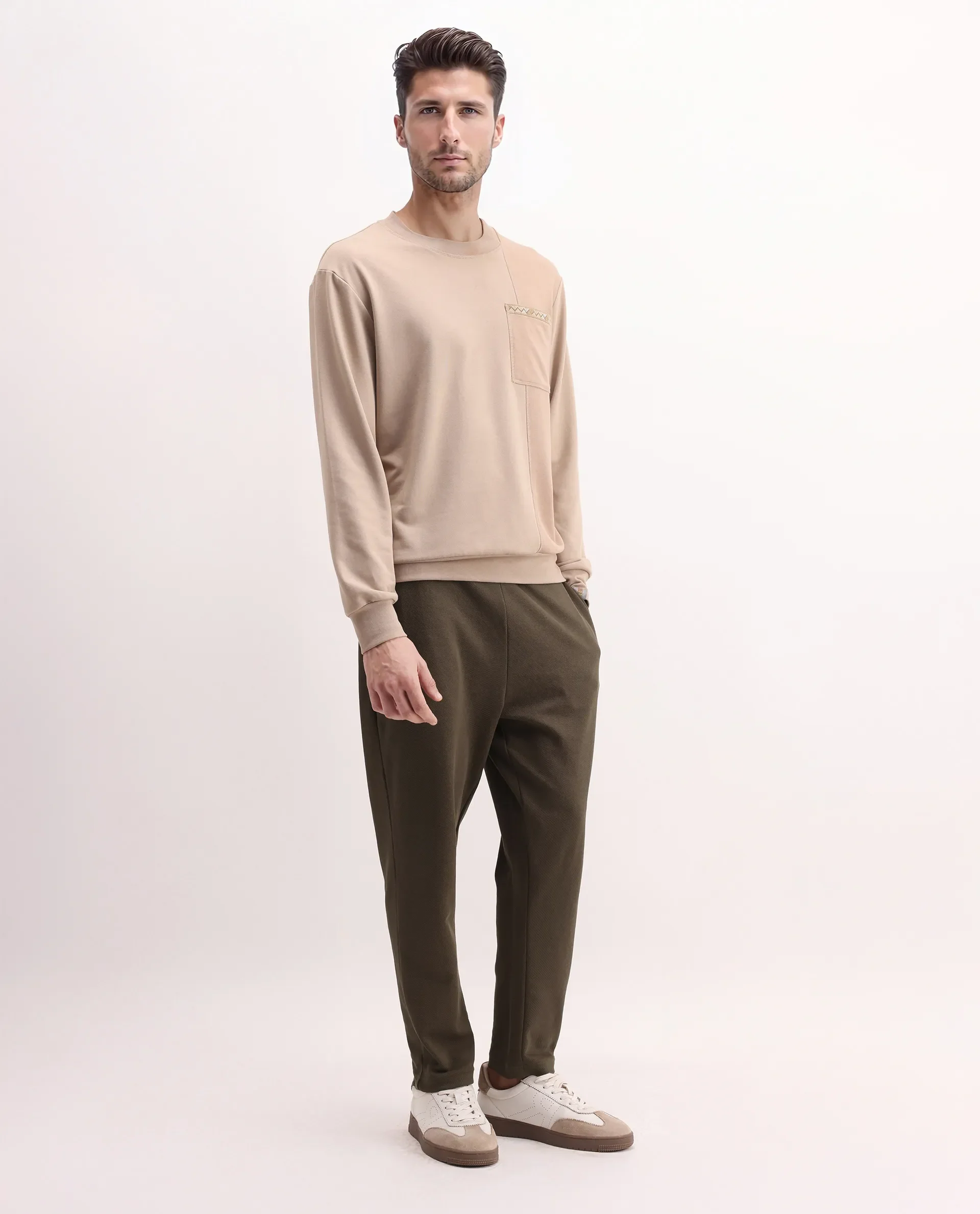 Rare Rabbit Men's Costo-B Dark Beige Polyester Blend Plain Regular Fit Track Pant - Image 8