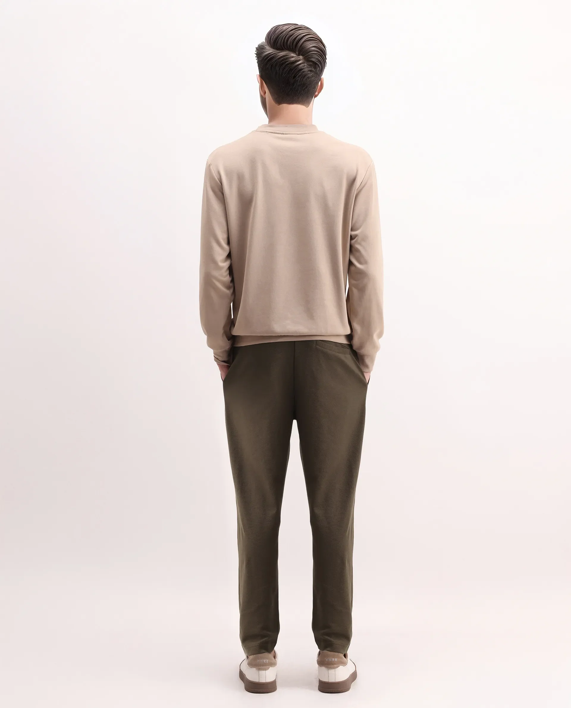 Rare Rabbit Men's Costo-B Dark Beige Polyester Blend Plain Regular Fit Track Pant - Image 9