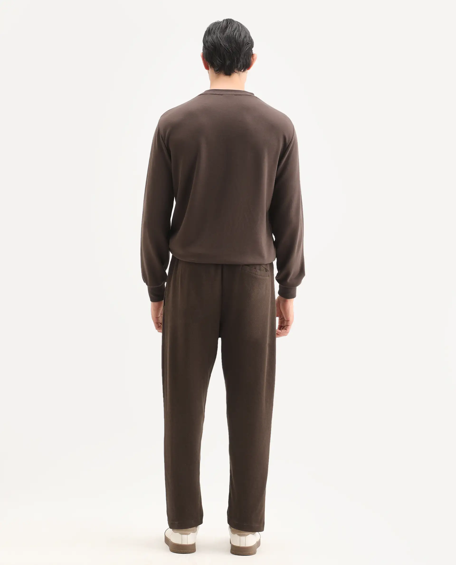 Rare Rabbit Men's Costo-B Dark Brown Polyester Blend Plain Regular Fit Track Pant - Image 6