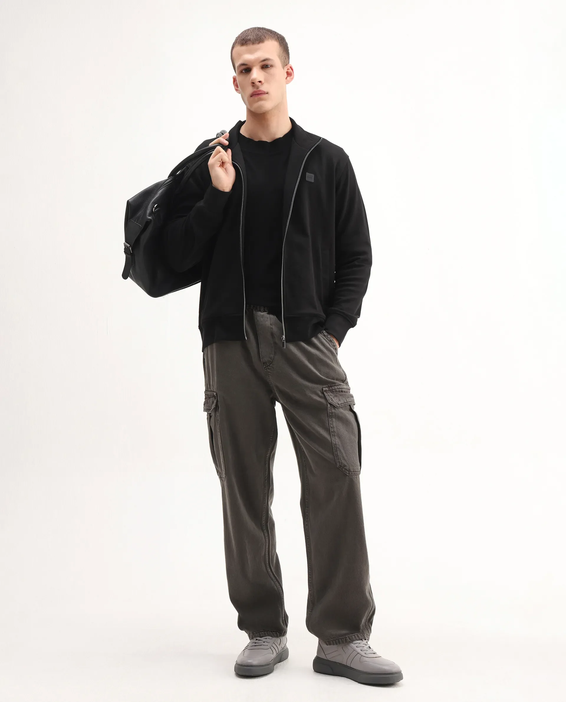 Rare Rabbit Men's Costo-J-S26 Black Polyester Blend Fabric Full Sleeve High Neck Relaxed Fit Plain Sweatshirt - Image 2