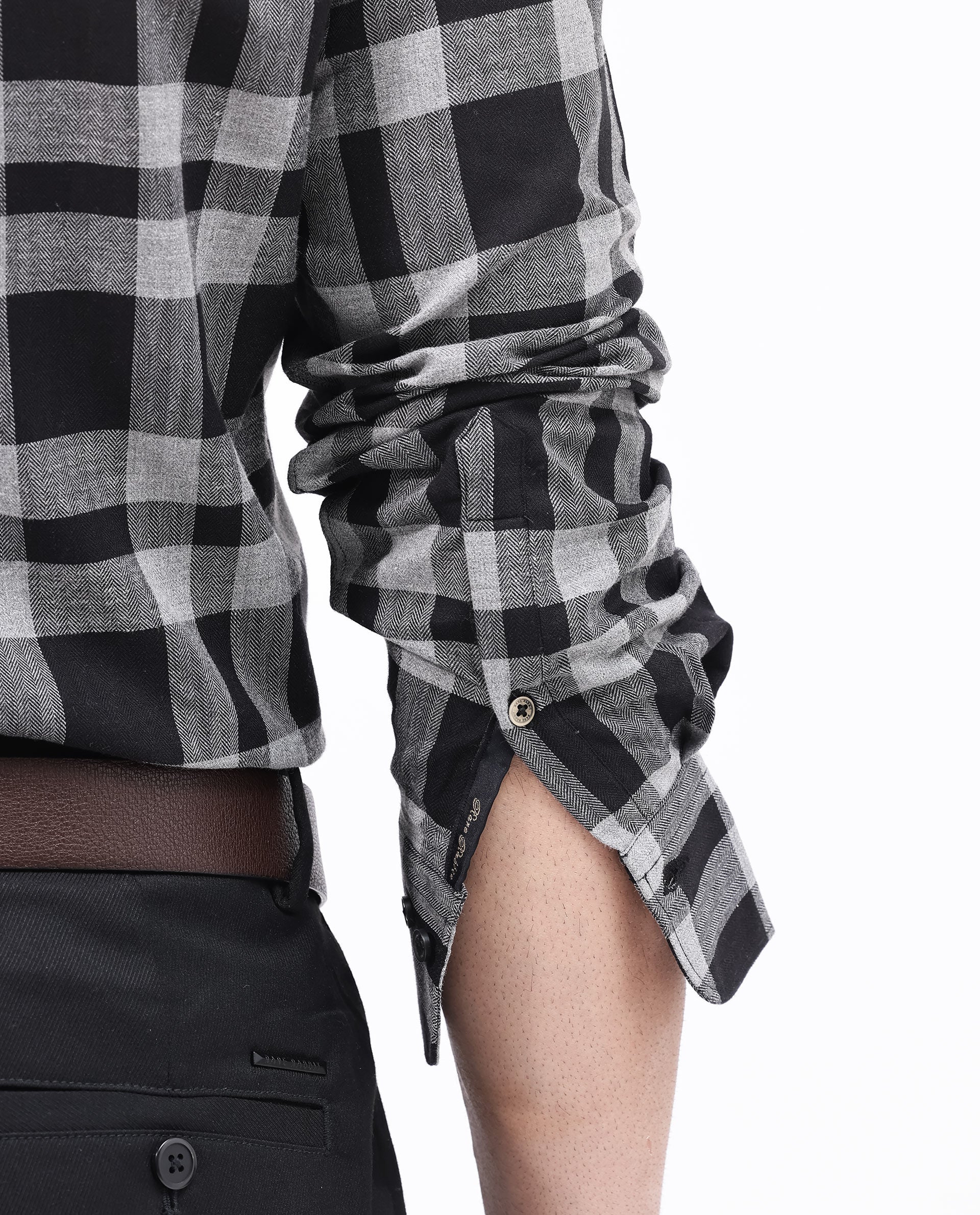 Rare Rabbit Men's Costy Black Cotton Checked Print Regular Fit Full Sleeve Collared Shirt - Image 8