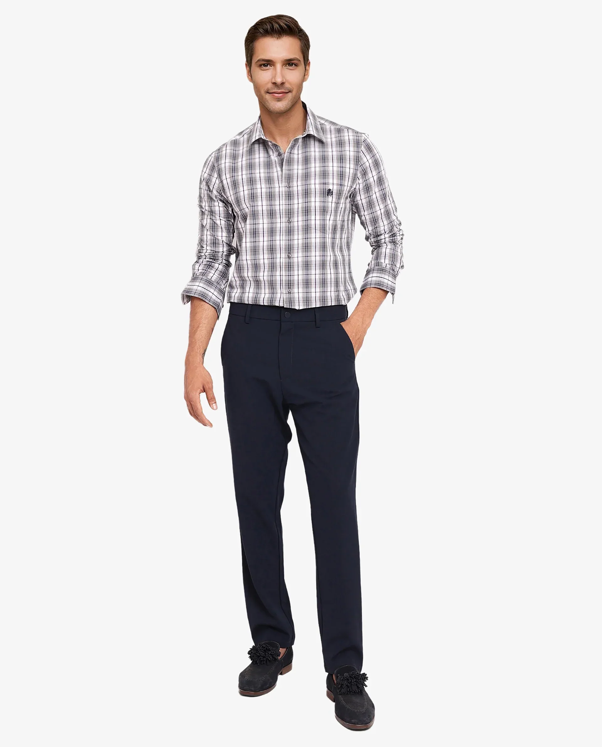 Rare Rabbit Men's Cottbus Grey Cotton Checked Print Regular Fit Full Sleeve Collared Shirt - Image 4