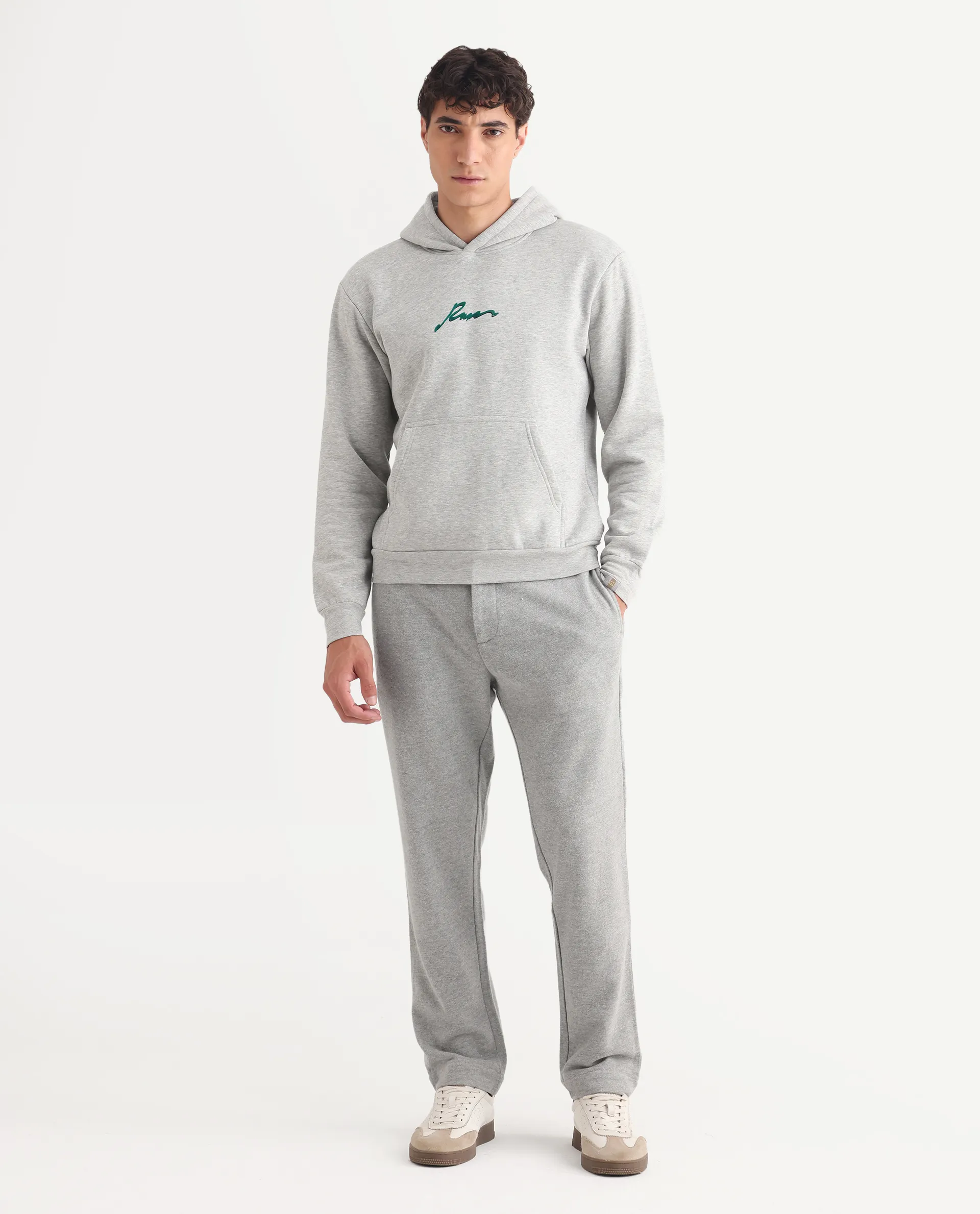 Rare Rabbit Men's Couver Grey Polyester Plain Relaxed Fit Track Pant - Image 2