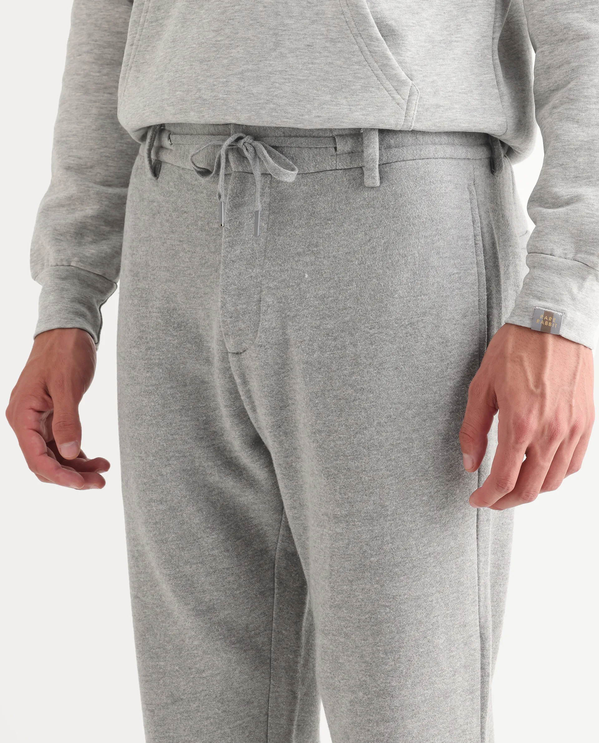 Rare Rabbit Men's Couver Grey Polyester Plain Relaxed Fit Track Pant - Image 4