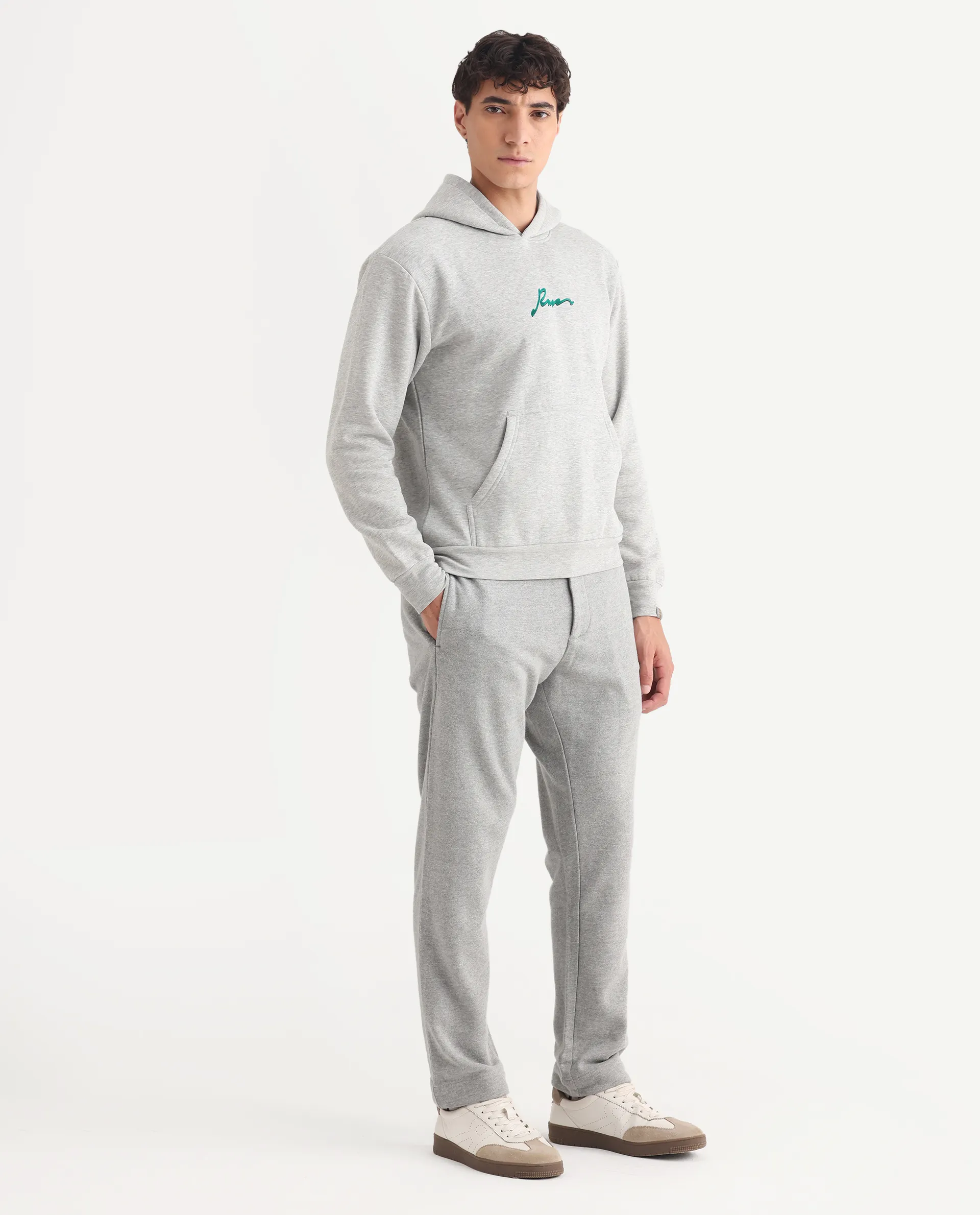 Rare Rabbit Men's Couver Grey Polyester Plain Relaxed Fit Track Pant - Image 6