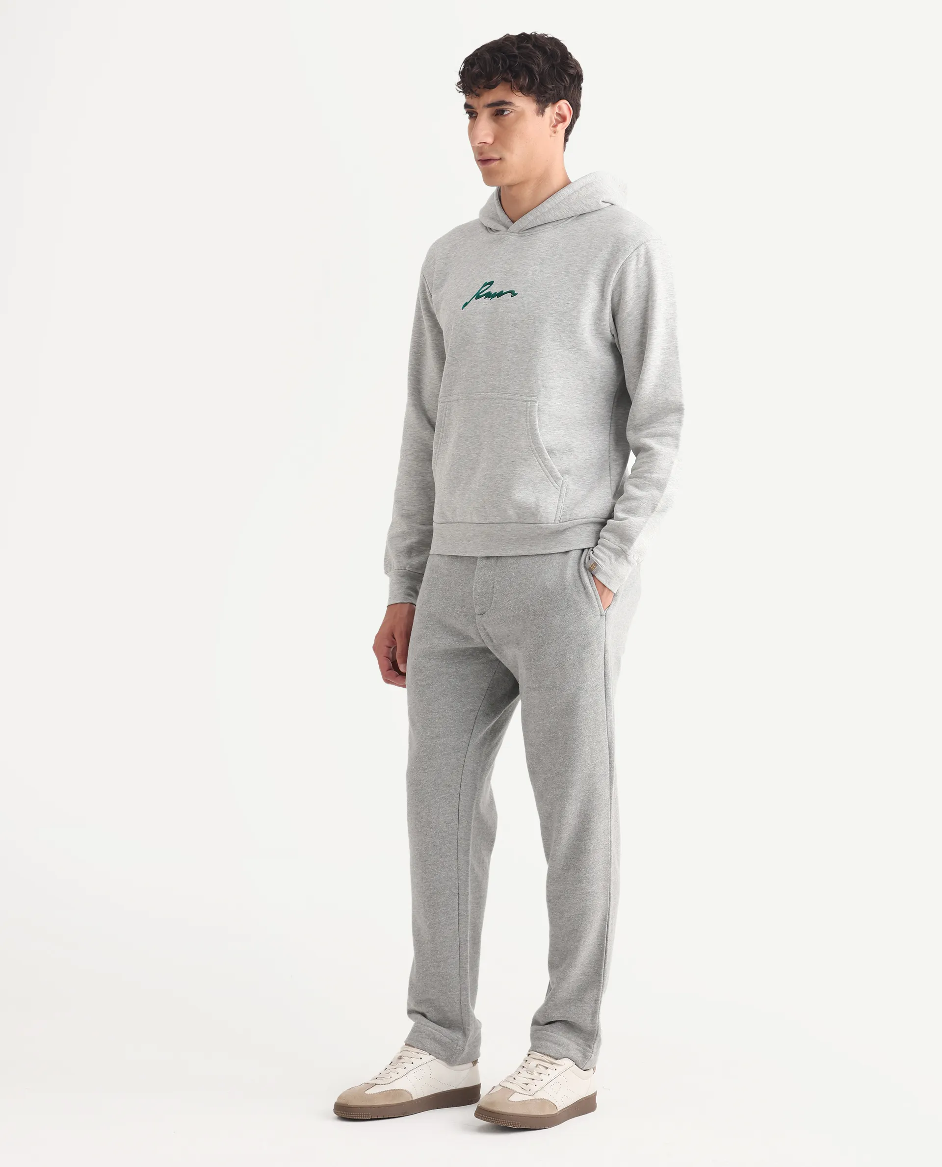 Rare Rabbit Men's Couver Grey Polyester Plain Relaxed Fit Track Pant - Image 7