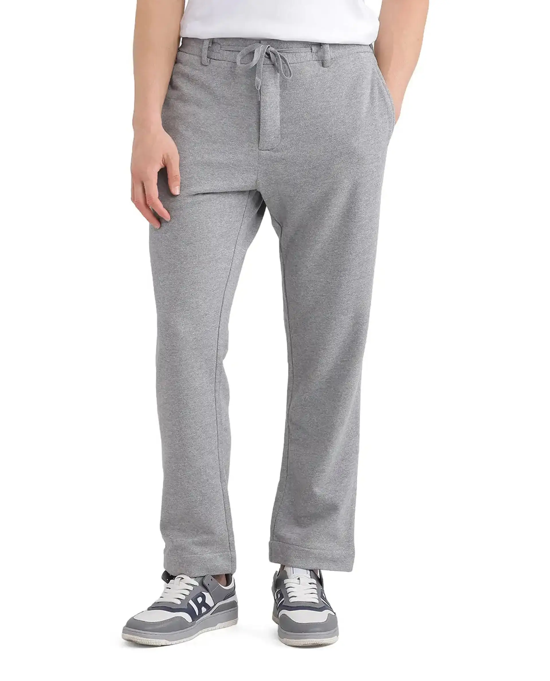 Rare Rabbit Men's Couver Grey Polyester Plain Relaxed Fit Track Pant - Image 9