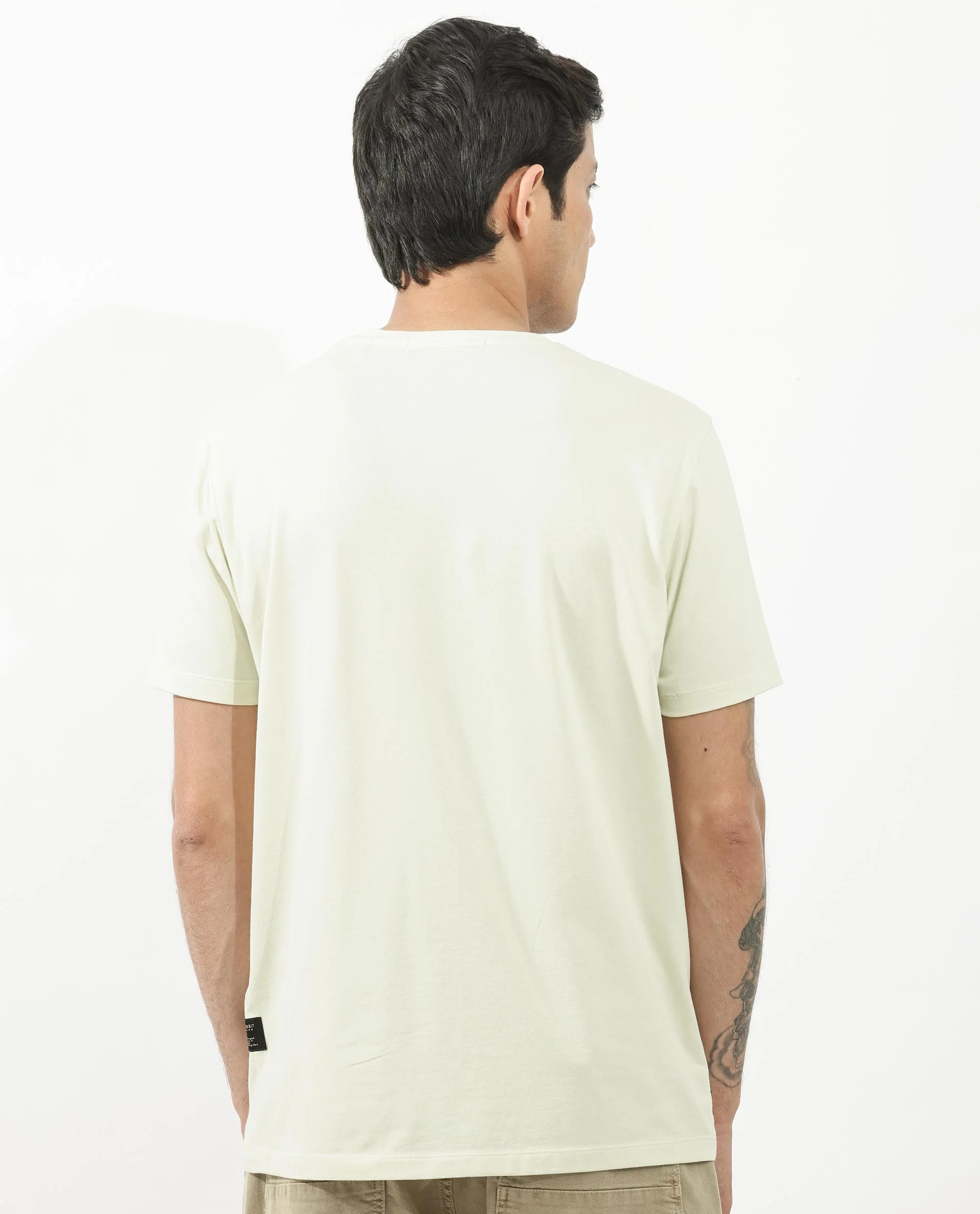 Rare Rabbit Articale Mens Cove Pastel Green Cotton Polyester Fabric Short Sleeve Crew Neck Regular Fit Graphic Printed T-Shirt - Image 6