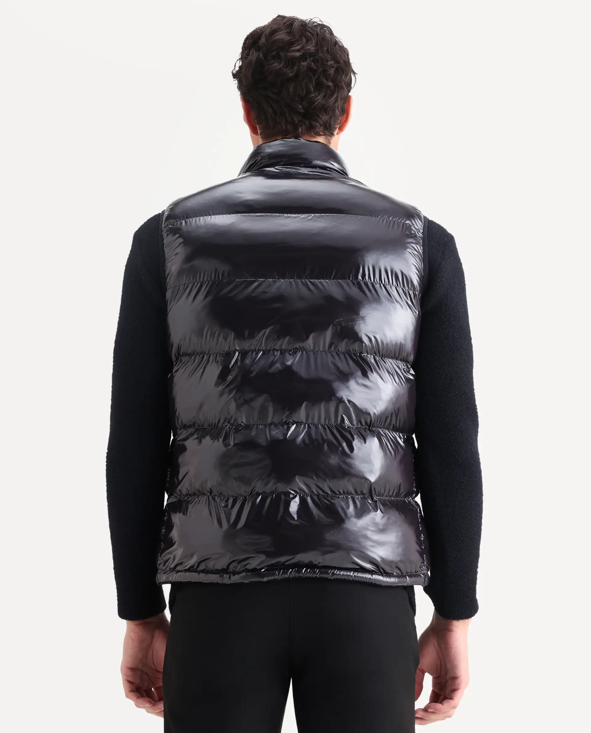 Rare Rabbit Men's Cover Black Polyester Plain Relaxed Fit Sleeveless High Neck Jacket - Image 9