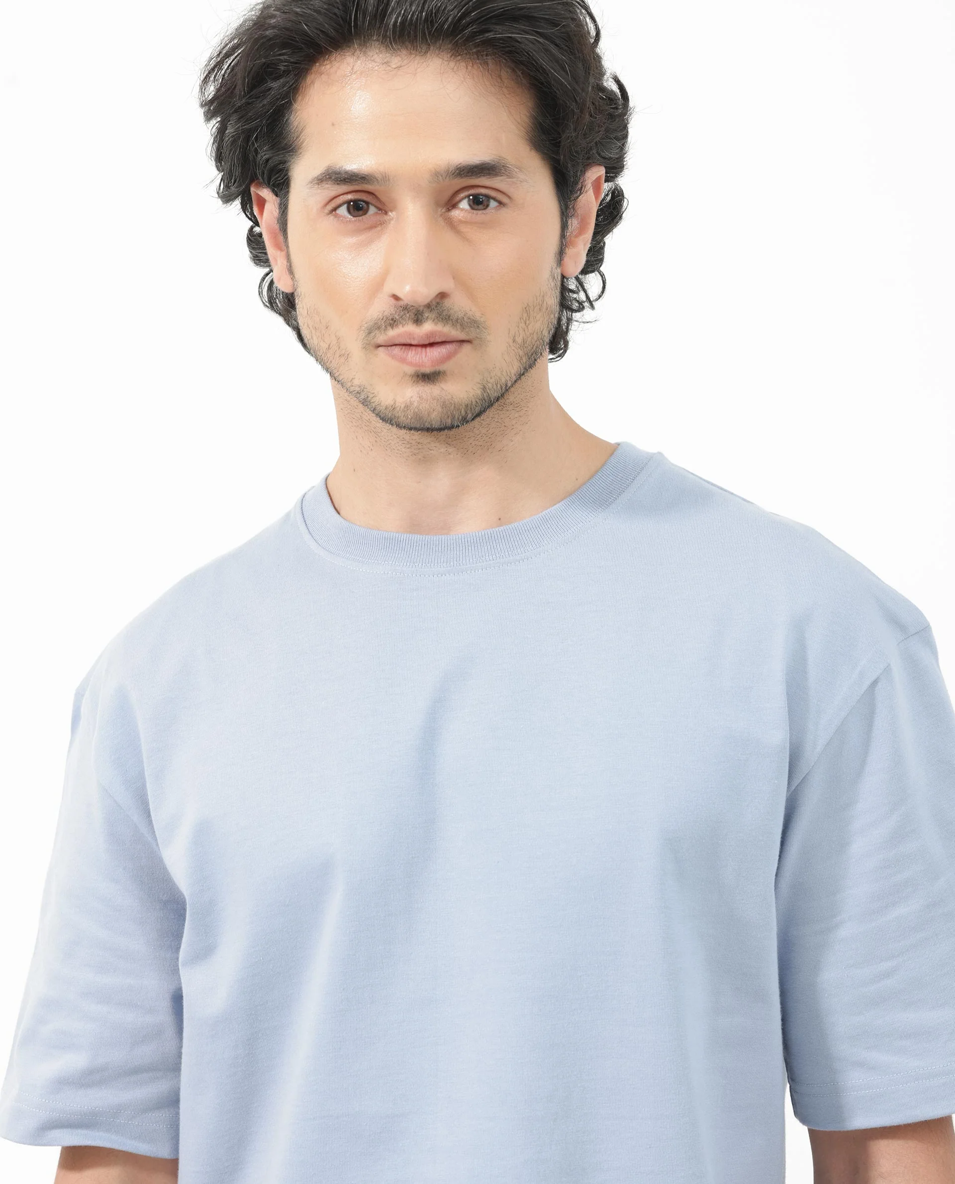 Rare Rabbit Articale Men's Covey Blue Cotton Fabric Crew Neck Oversized Fit Knit Botanical Print T-Shirt - Image 9