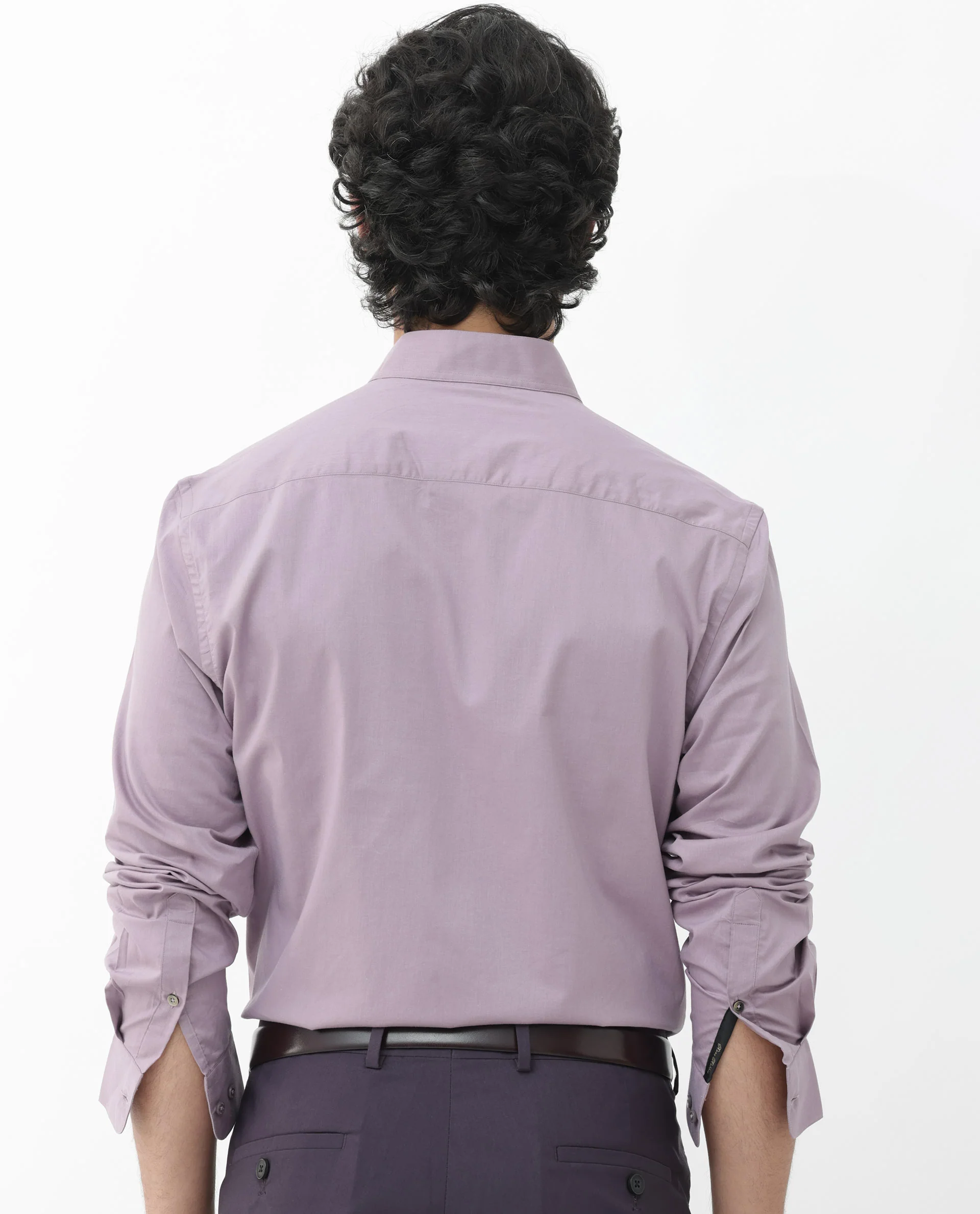 Rare Rabbit Men's Cox3 Dusky Purple Cotton Blend Plain Regular Fit Full Sleeve Mandarin Collar Shirt - Image 10