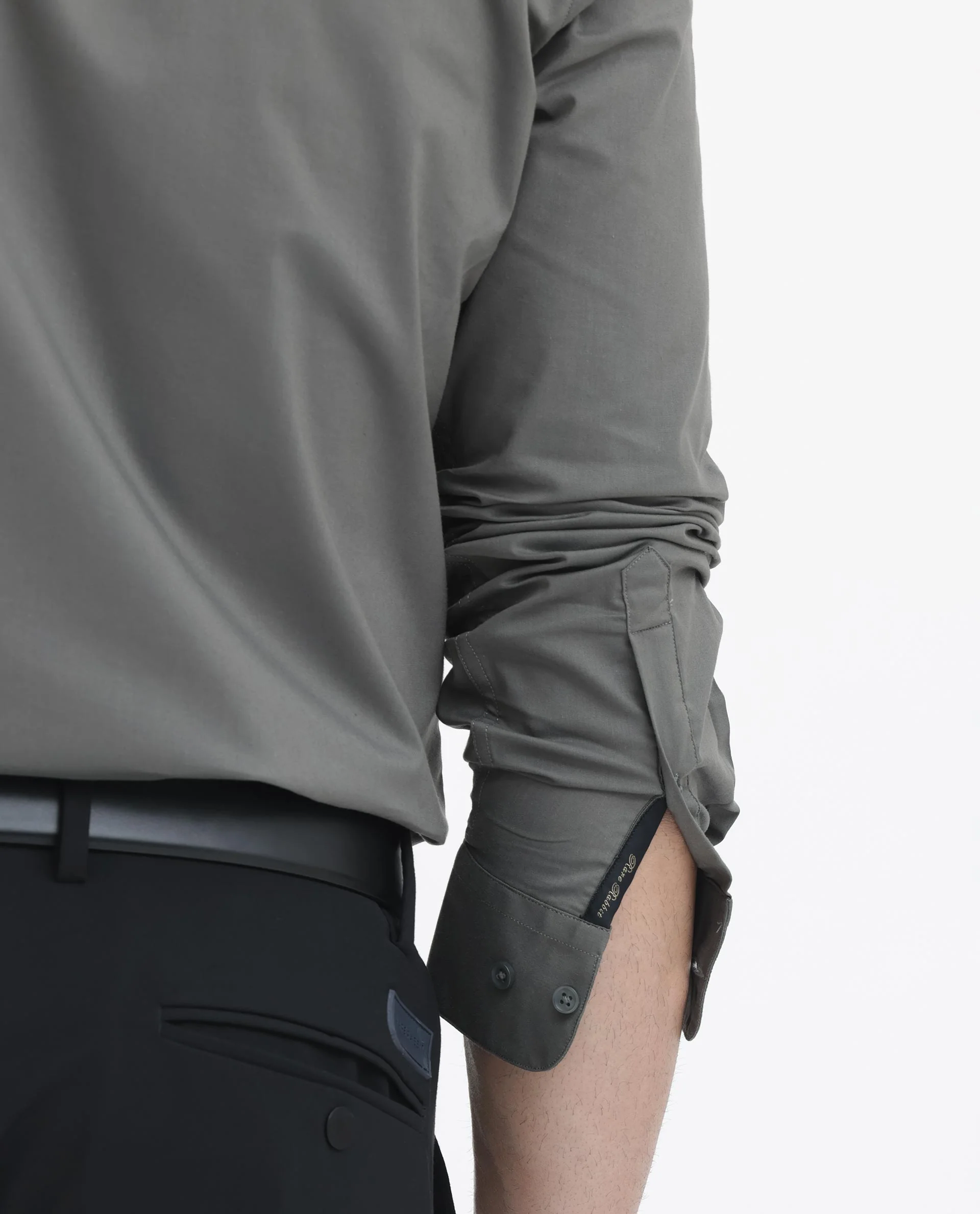 Rare Rabbit Men's Cox3 Grey Cotton Blend Plain Regular Fit Full Sleeve Mandarin Collar Shirt - Image 5
