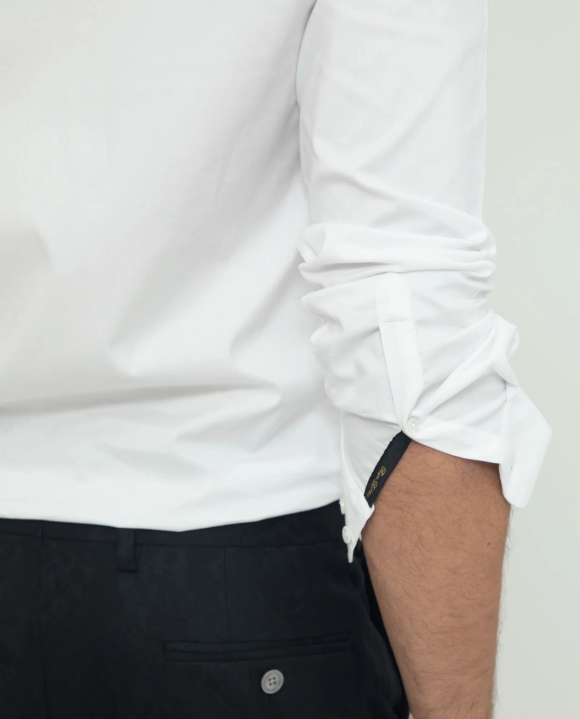 Rare Rabbit Men's Coxx Off White Cotton Plain Regular Fit Full Sleeve Mandarin Collar Shirt - Image 4