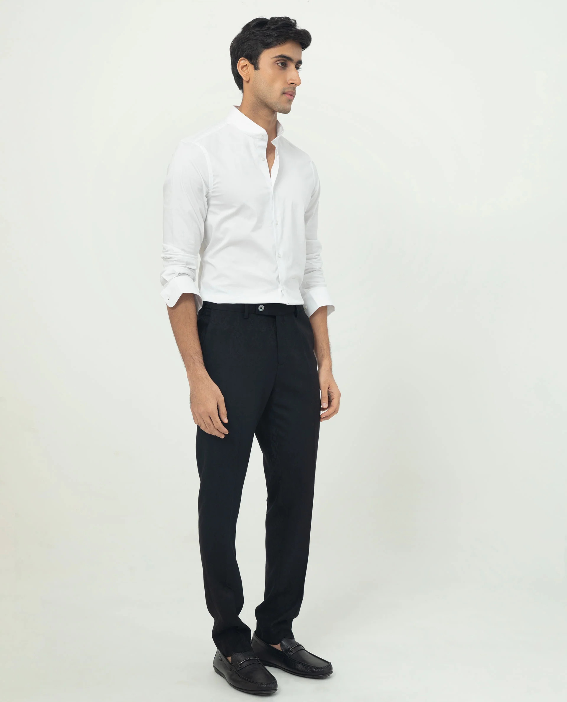 Rare Rabbit Men's Coxx Off White Cotton Plain Regular Fit Full Sleeve Mandarin Collar Shirt - Image 6