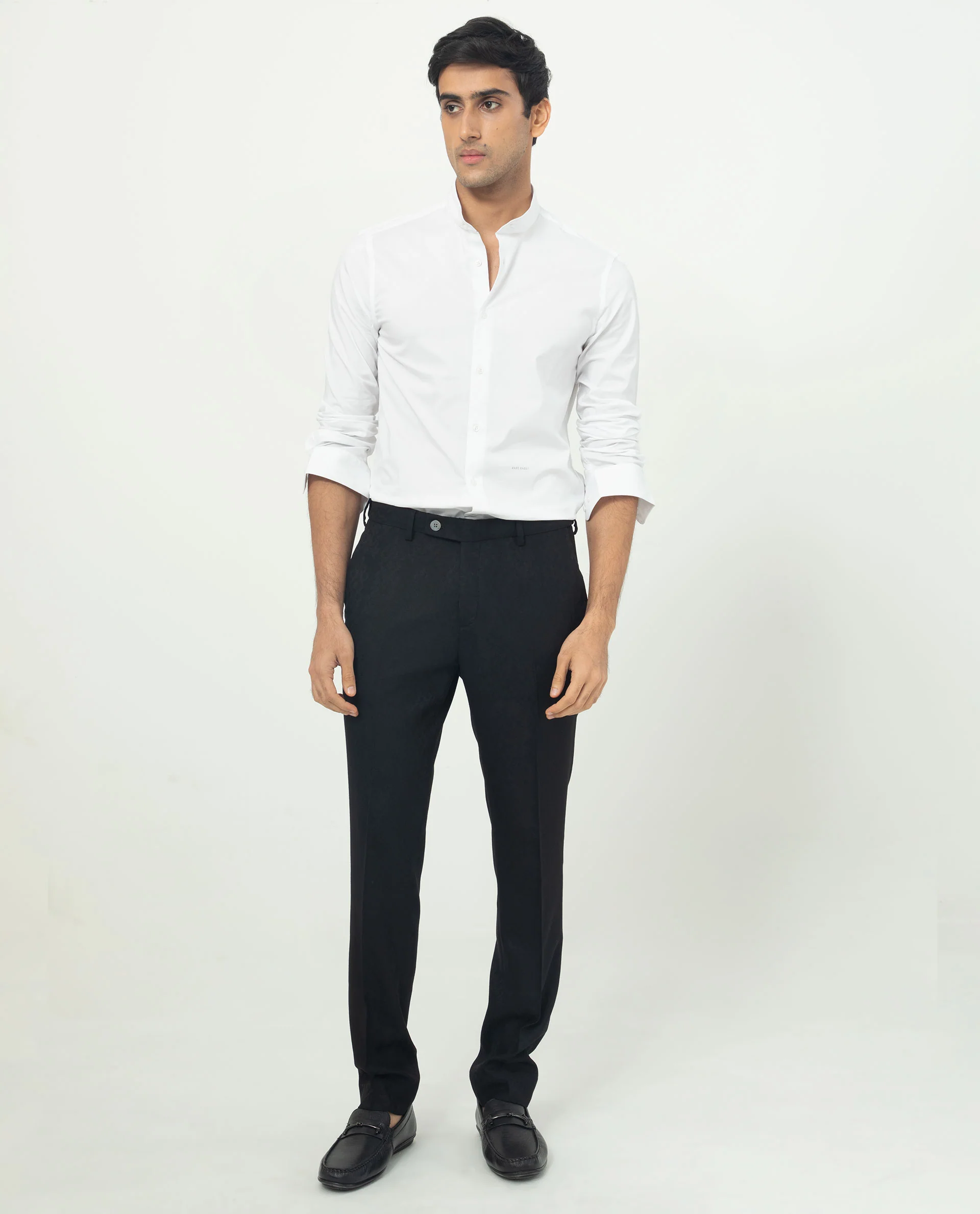 Rare Rabbit Men's Coxx Off White Cotton Plain Regular Fit Full Sleeve Mandarin Collar Shirt - Image 7