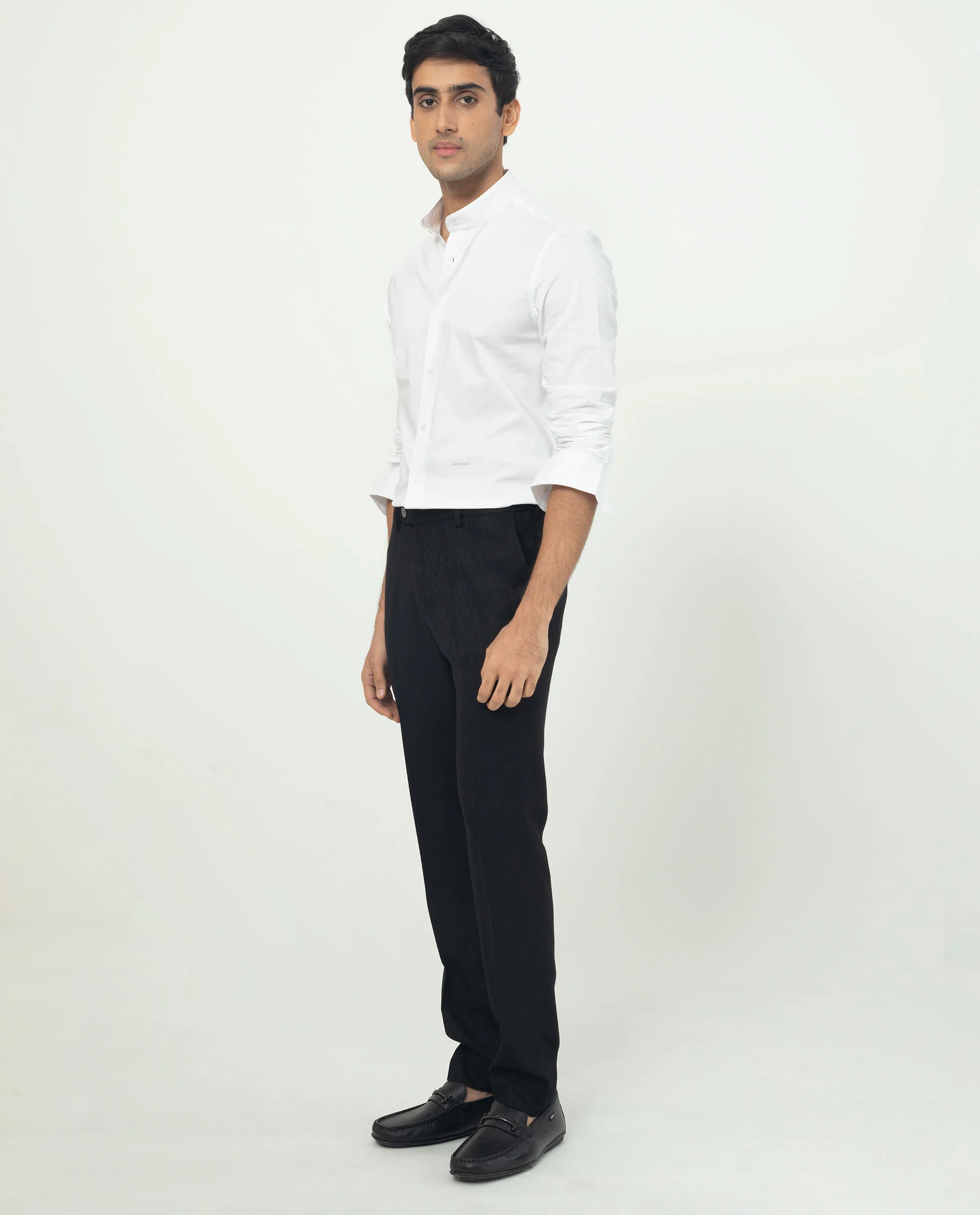 Rare Rabbit Men's Coxx Off White Cotton Plain Regular Fit Full Sleeve Mandarin Collar Shirt - Image 8