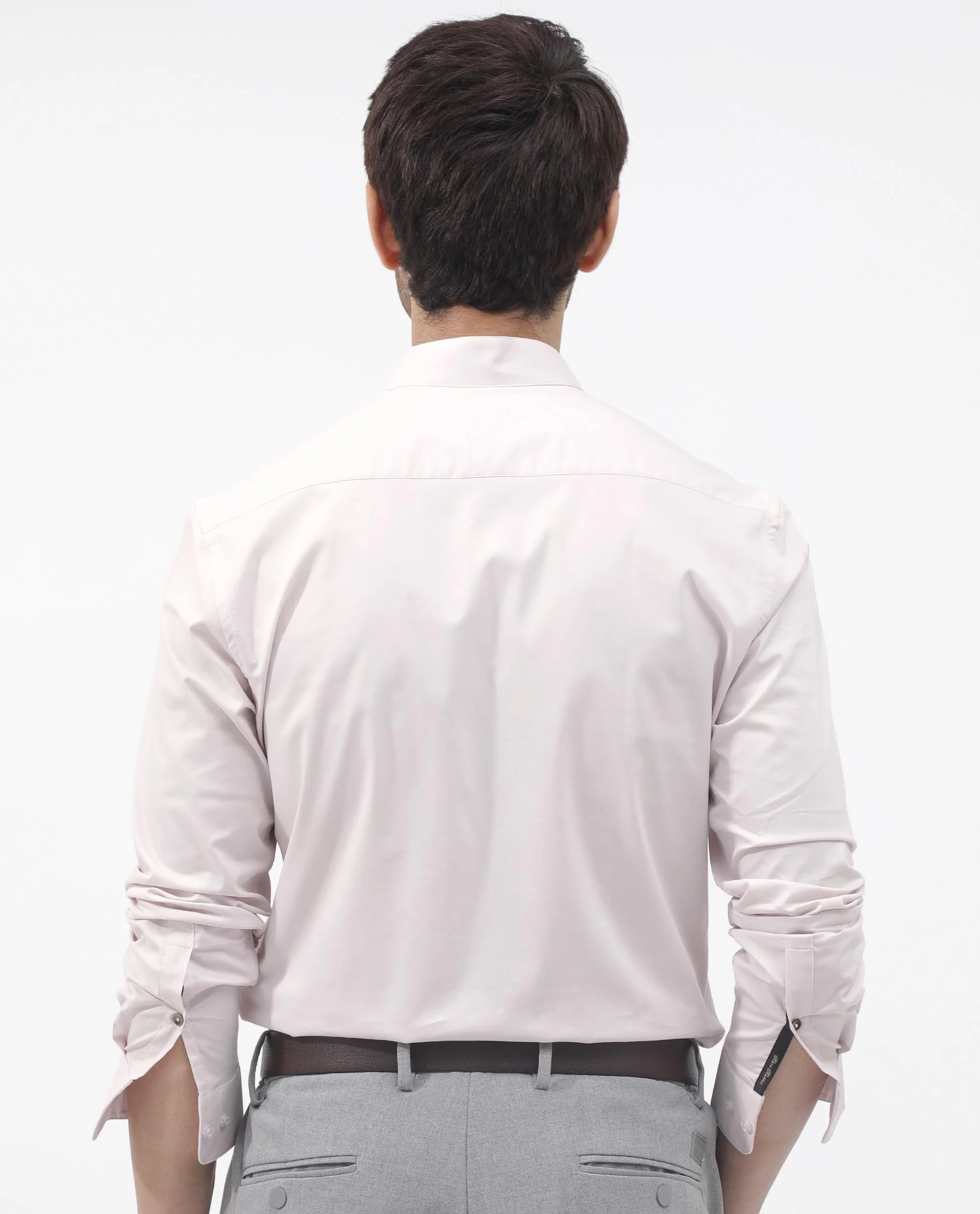 Rare Rabbit Men's Coz Pastel Pink Cotton Blend Plain Regular Fit Full Sleeve Mandarin Collar Shirt - Image 6