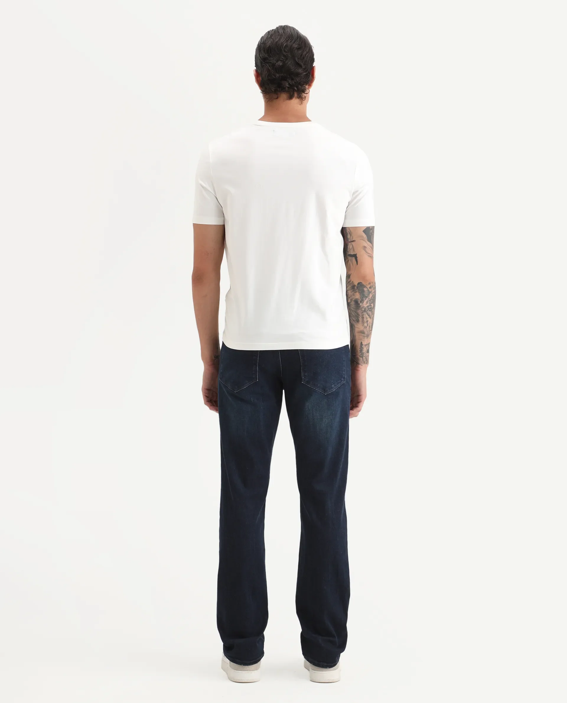 Rare Rabbit Men's Cozey Blue Cotton Blend Fabric Morris Regular Fit Plain Jeans - Image 7