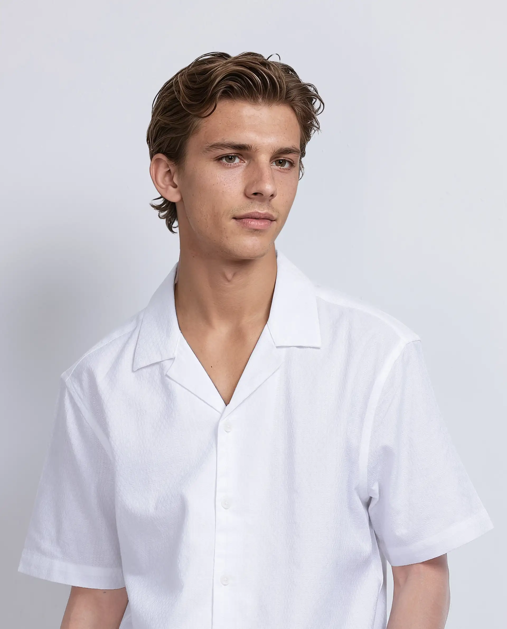 Rare Rabbit Men's Craggy White Cotton Striped Print Boxy Fit Half Sleeve Cuban Collar Shirt - Image 7