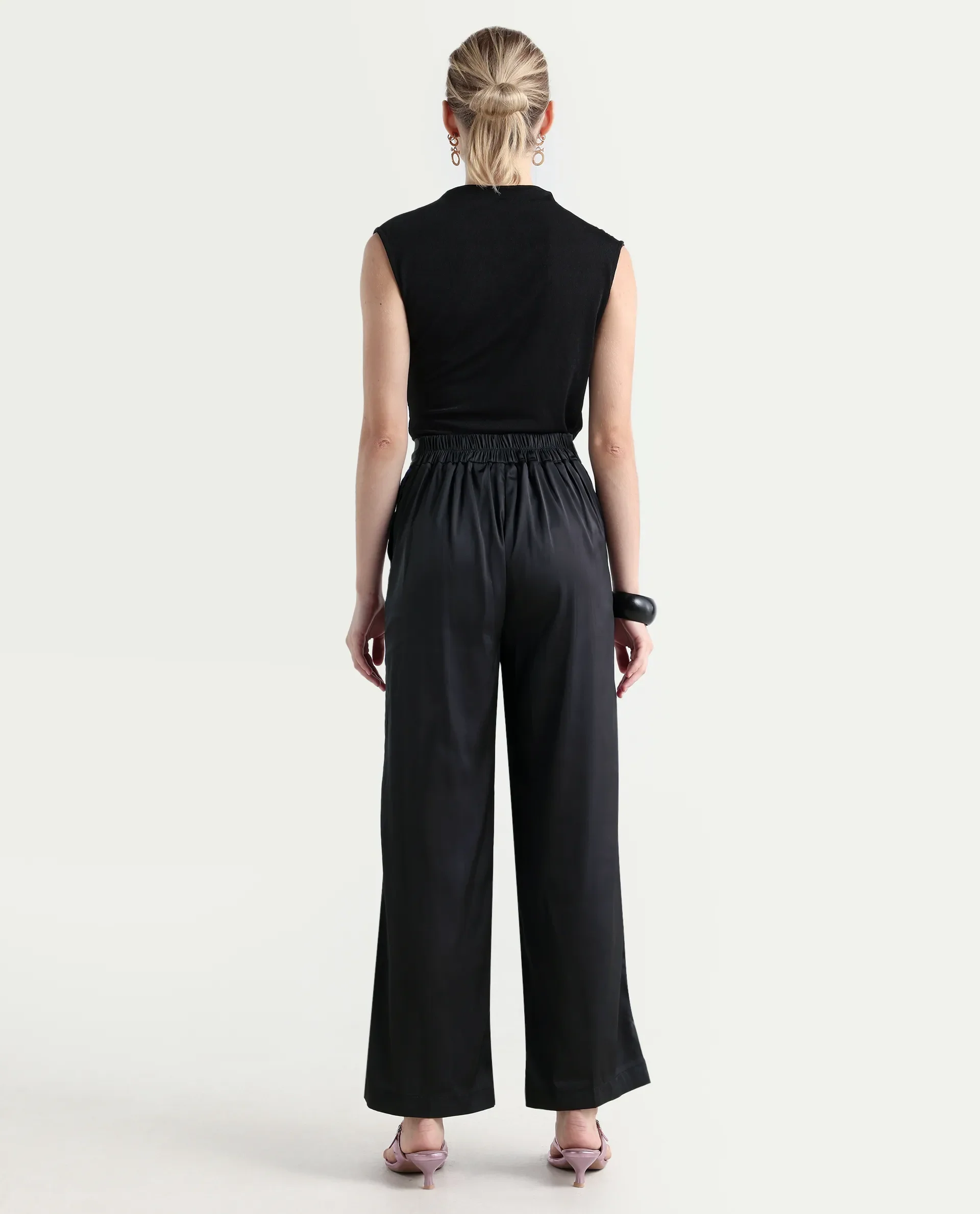 Rareism Women's Craig Black Polyester Striped Ankle Length Regular Fit Trouser - Image 7