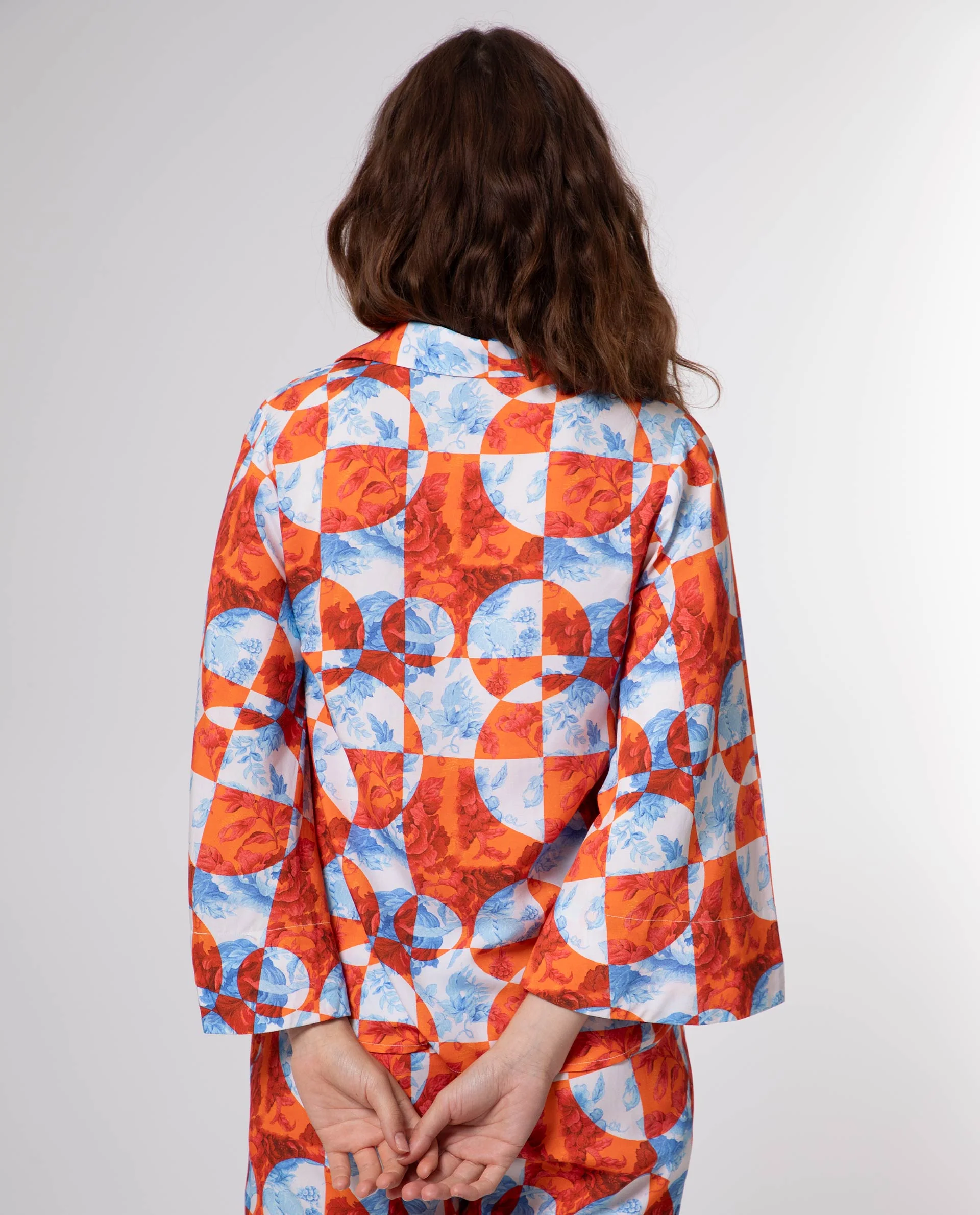 Rareism Women's Crawford Orange Viscose Spread Collar Floral Print Flared Sleeve Regular Fit Top - Image 8