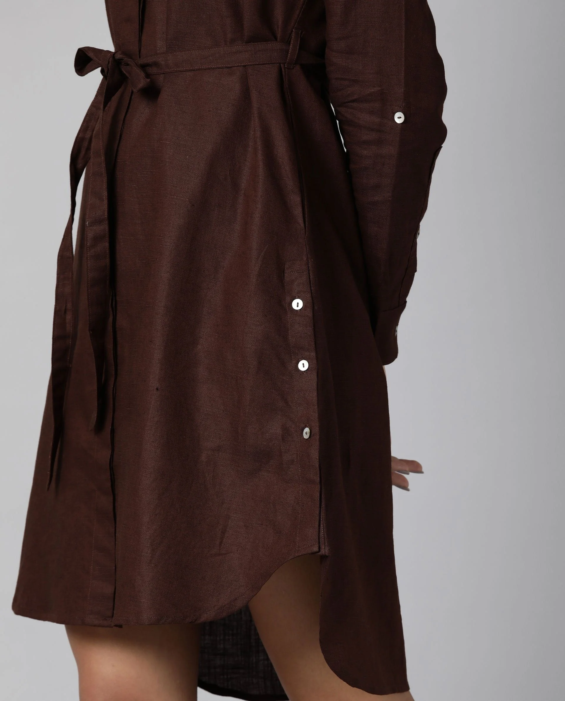 Rareism Women Crawl Brown Dress Full Sleeves Solid - Image 4
