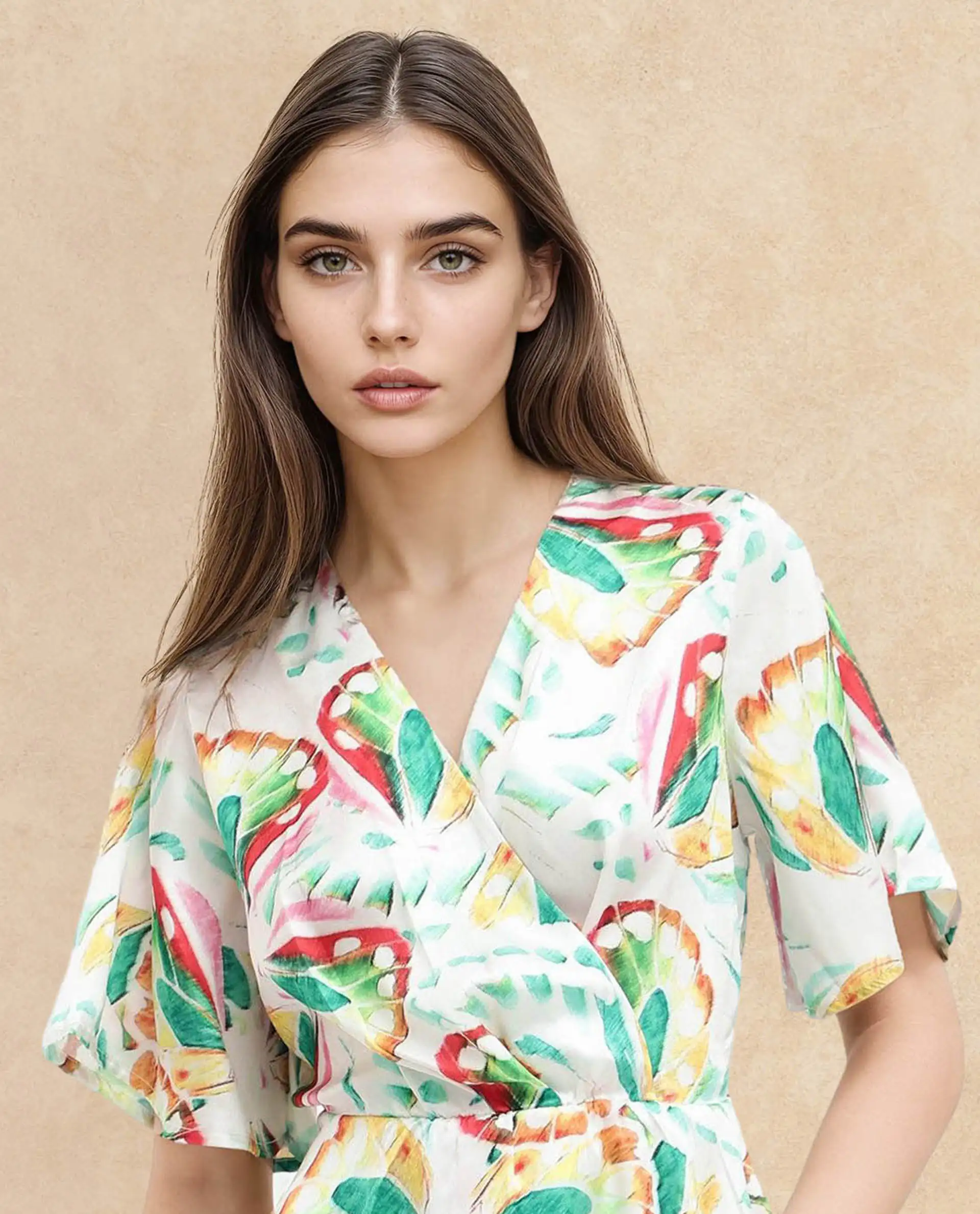 Rareism Women's Crelomi Light Multi Overlap Neck Floral Print Mini Fit And Flare Dress - Image 3