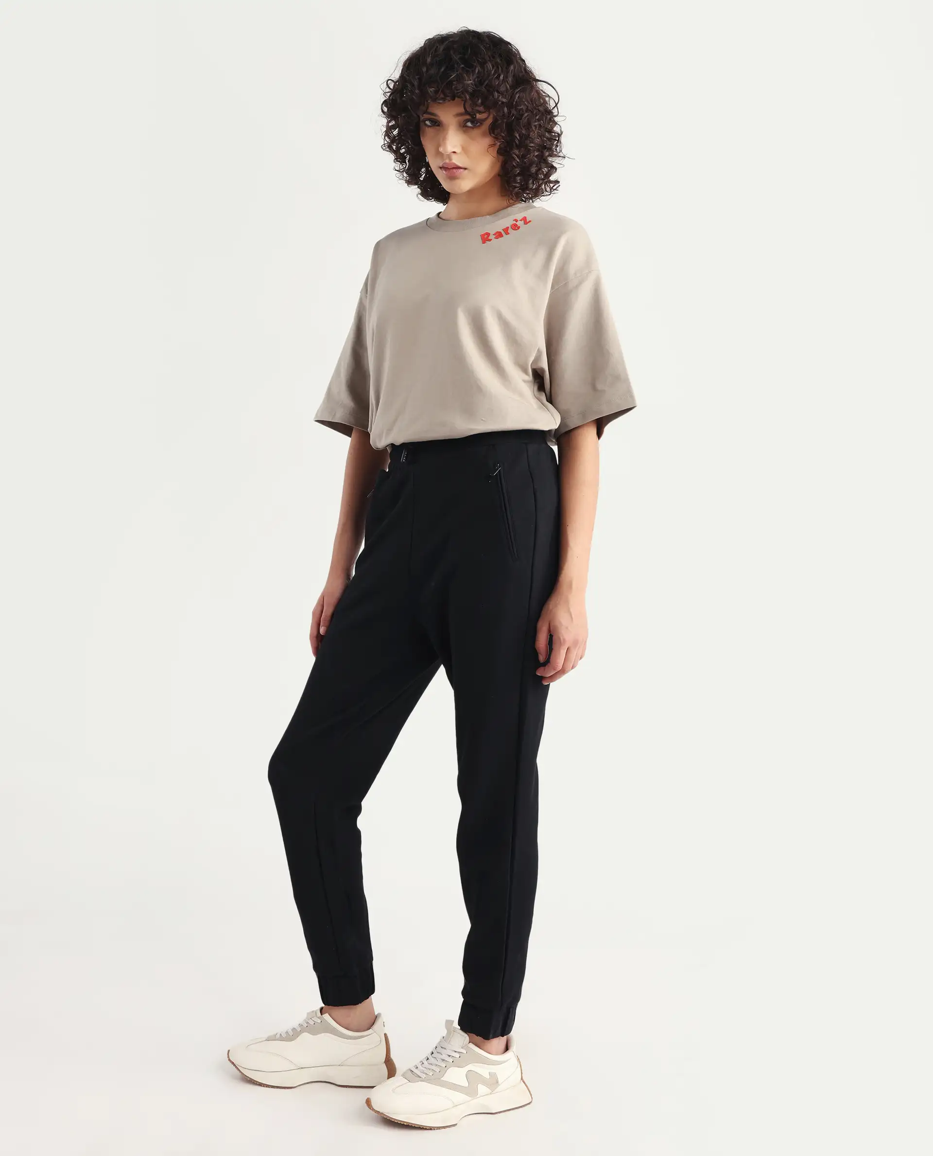 Rareism Women's Heavy Weight Interlock 340 Gsm Cotton Blend Plain Ankle Length Relaxed Fit Track Pant - Image 5