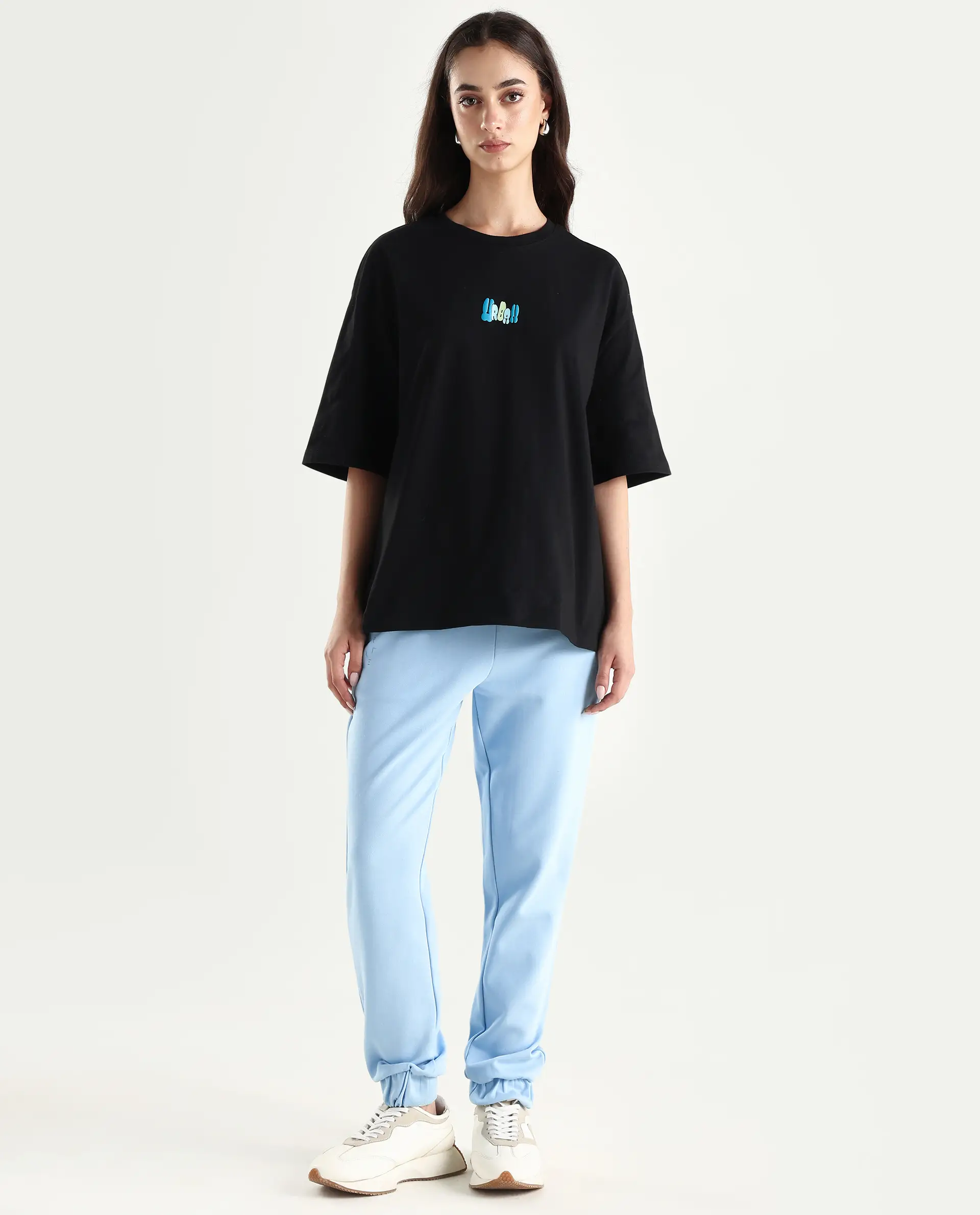 Rareism Women's Heavy Weight Interlock 340 Gsm Cotton Blend Plain Ankle Length Relaxed Fit Track Pant - Image 2