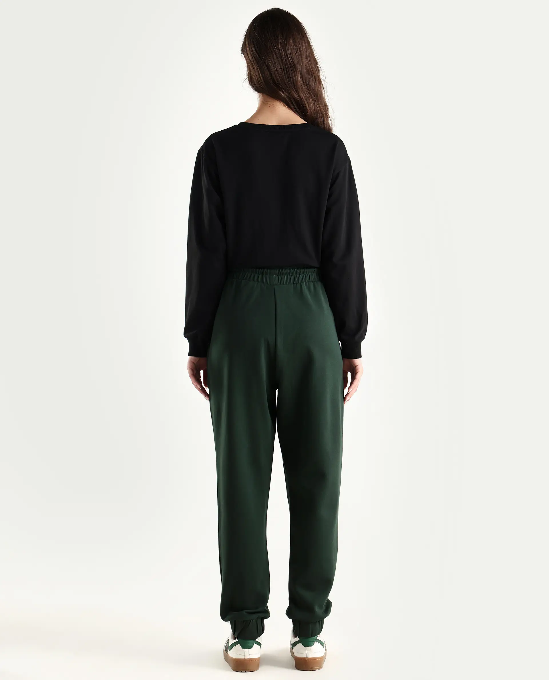 Rareism Women's Heavy Weight Interlock 340 Gsm Cotton Blend Plain Ankle Length Relaxed Fit Track Pant - Image 7