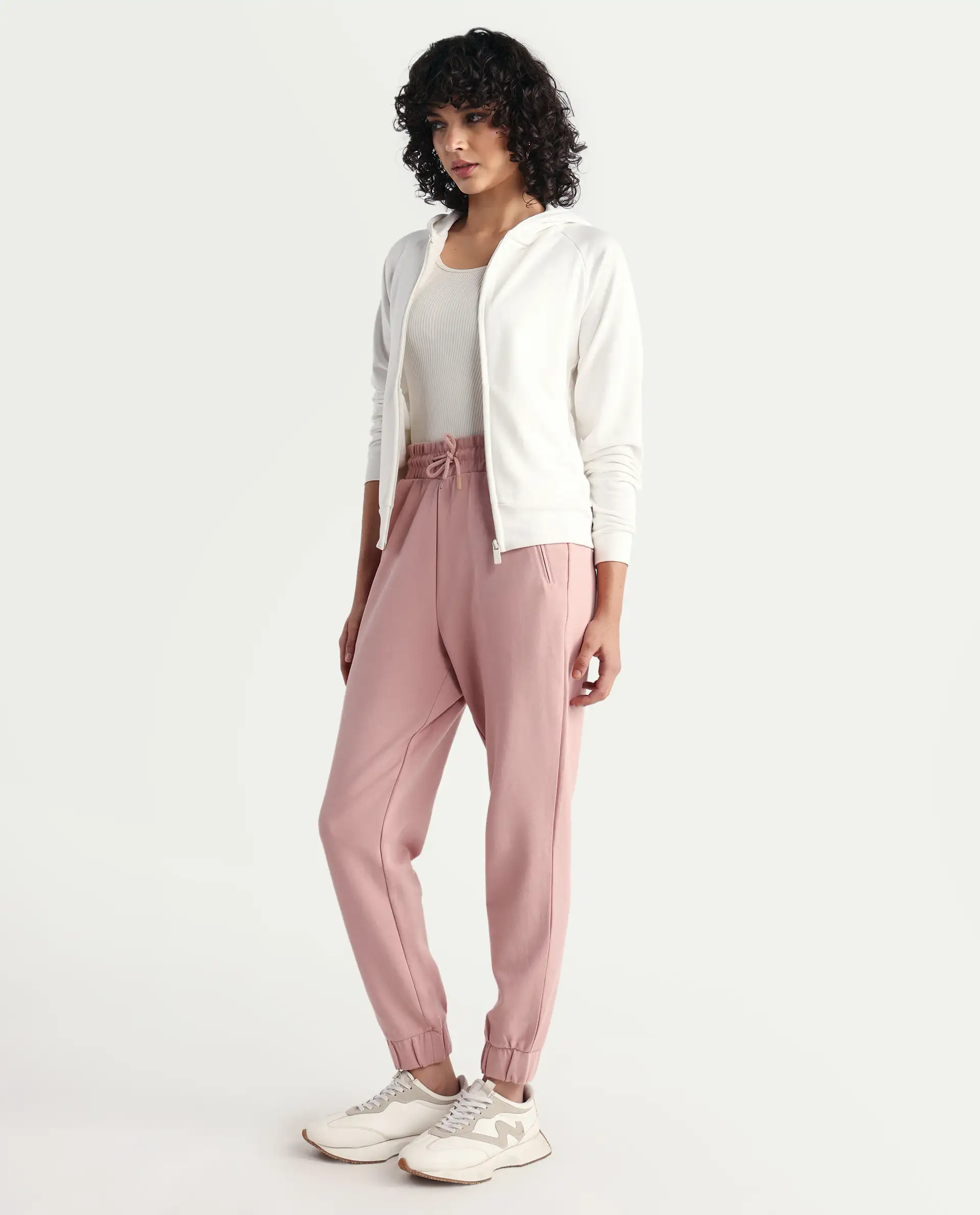 Rareism Women's Heavy Weight Interlock 340 Gsm Cotton Blend Plain Ankle Length Relaxed Fit Track Pant - Image 6