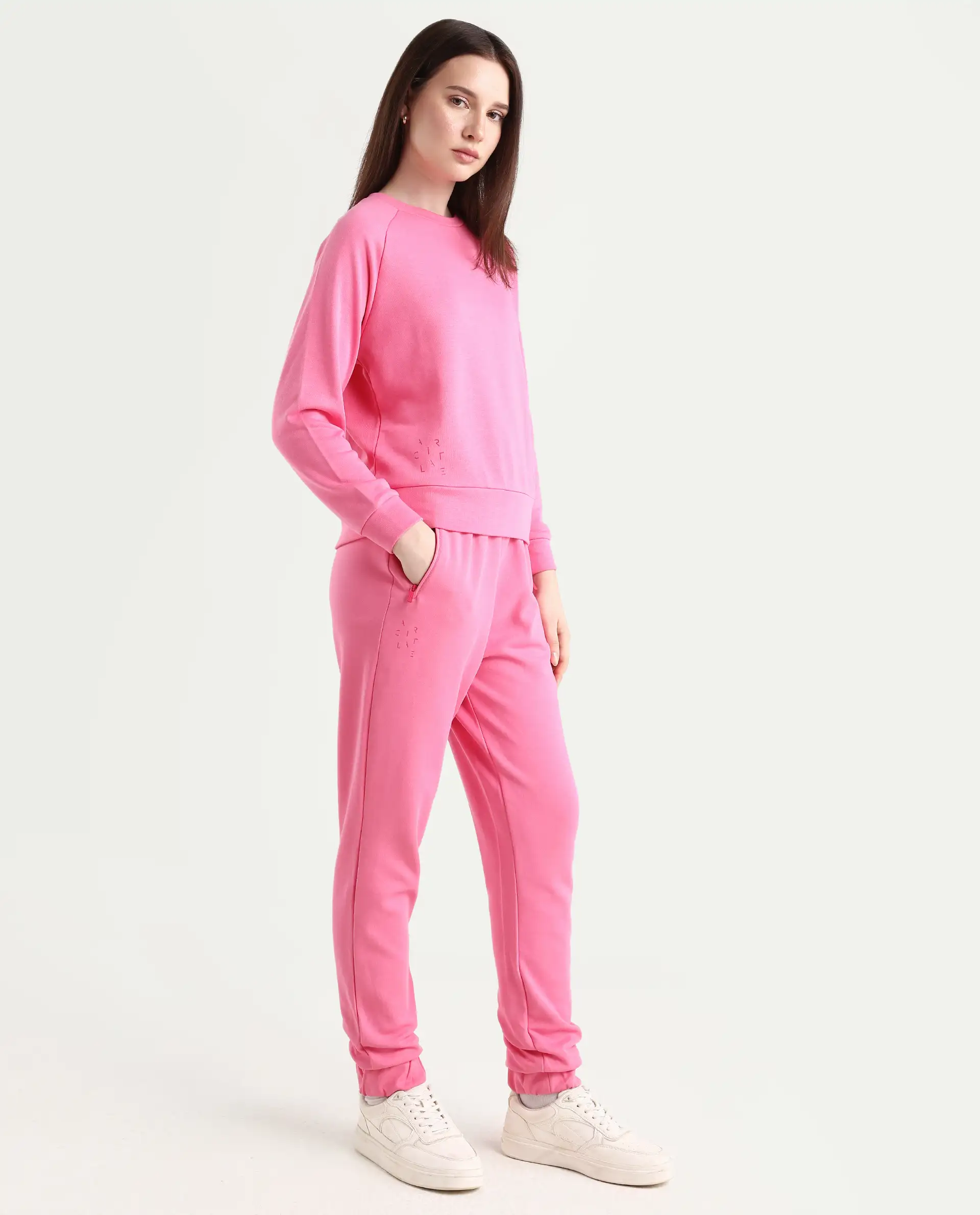 Rareism Women's Heavy Weight Interlock 340 Gsm Cotton Blend Plain Ankle Length Relaxed Fit Track Pant - Image 5