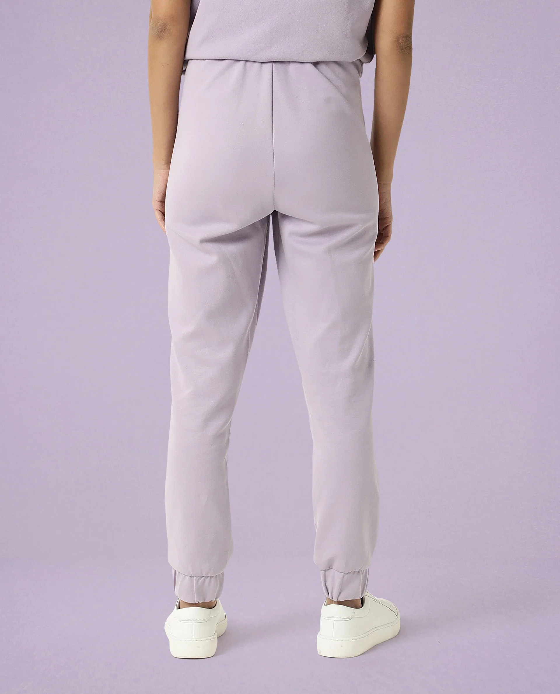 Rareism Women's Heavy Weight Interlock 340 Gsm Cotton Blend Plain Ankle Length Relaxed Fit Track Pant - Image 6