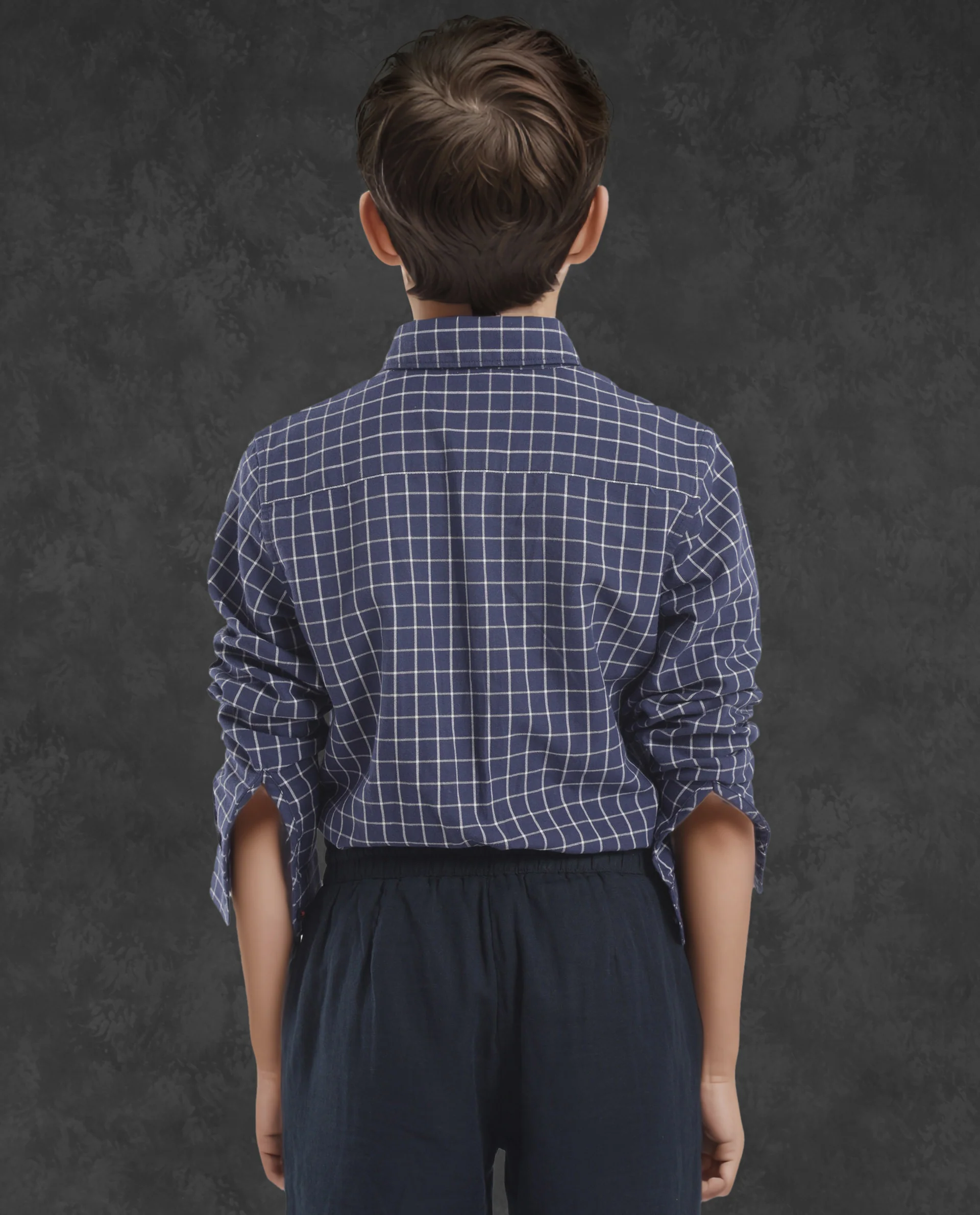Rare Ones Kids Crew Navy Cotton Full Sleeves Button Down Collar Regular Fit Checked Shirt - Image 8