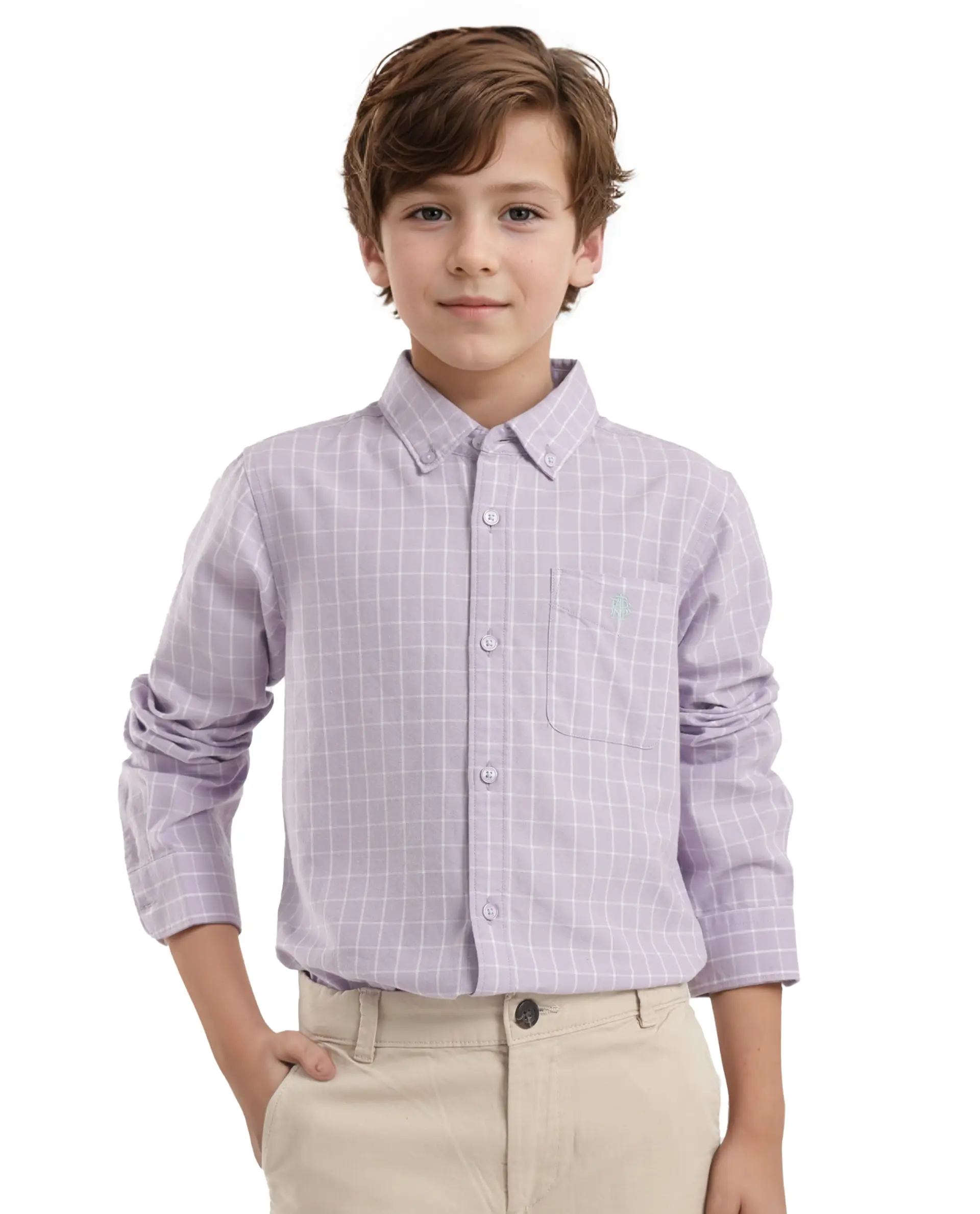 Rare Ones Kids Crew Purple Cotton Full Sleeves Button Down Collar Regular Fit Checked Shirt - Image 5