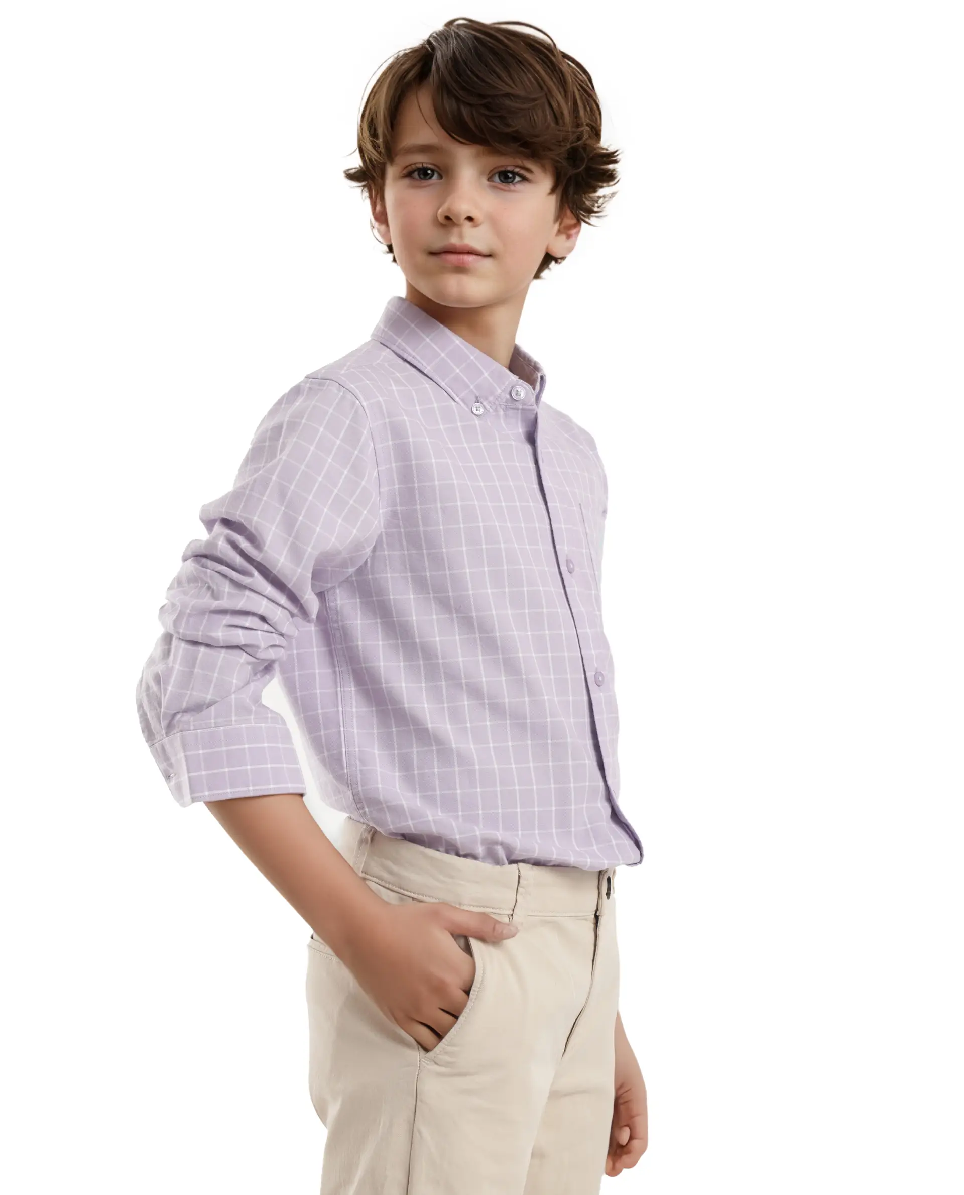 Rare Ones Kids Crew Purple Cotton Full Sleeves Button Down Collar Regular Fit Checked Shirt - Image 7