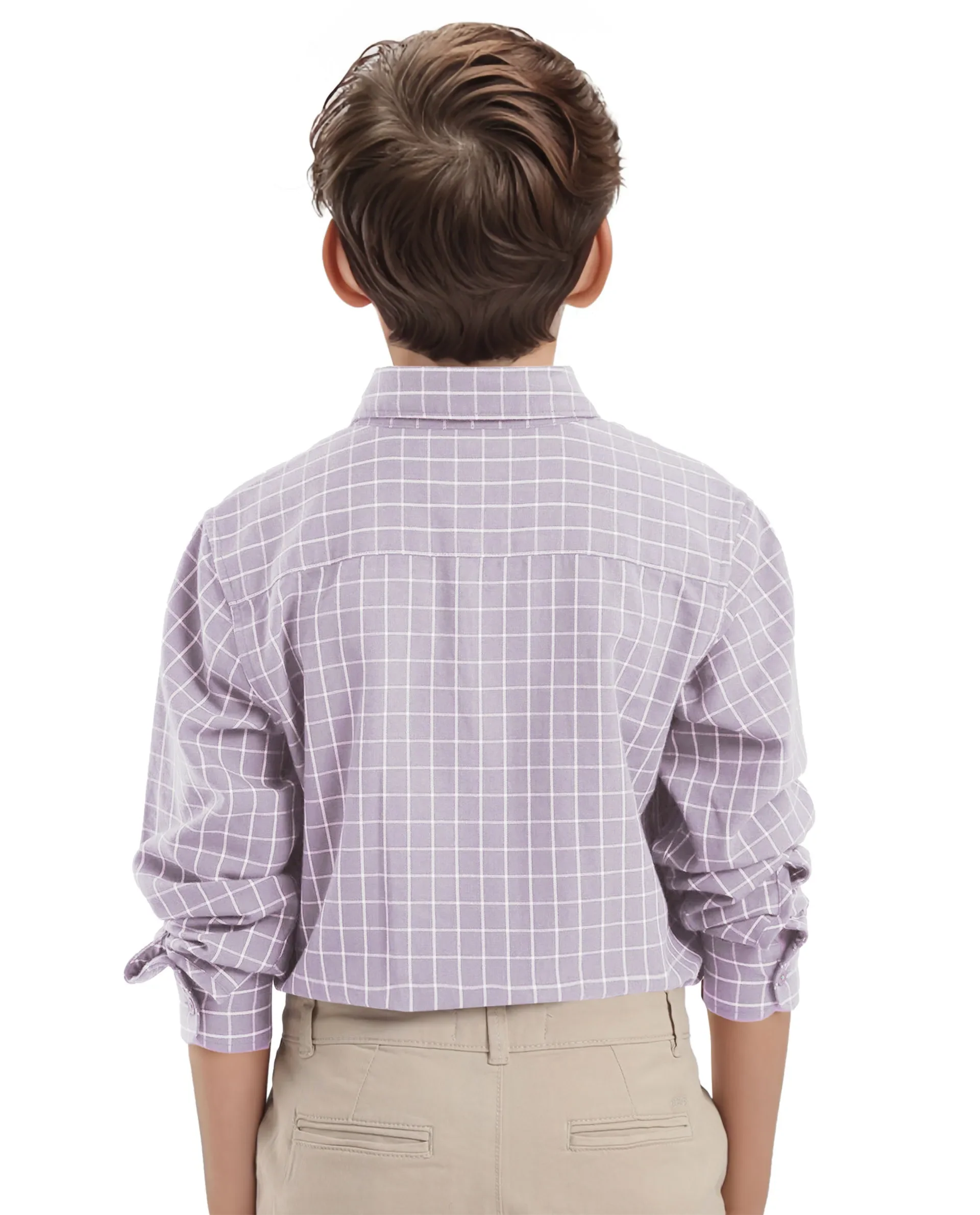 Rare Ones Kids Crew Purple Cotton Full Sleeves Button Down Collar Regular Fit Checked Shirt - Image 8